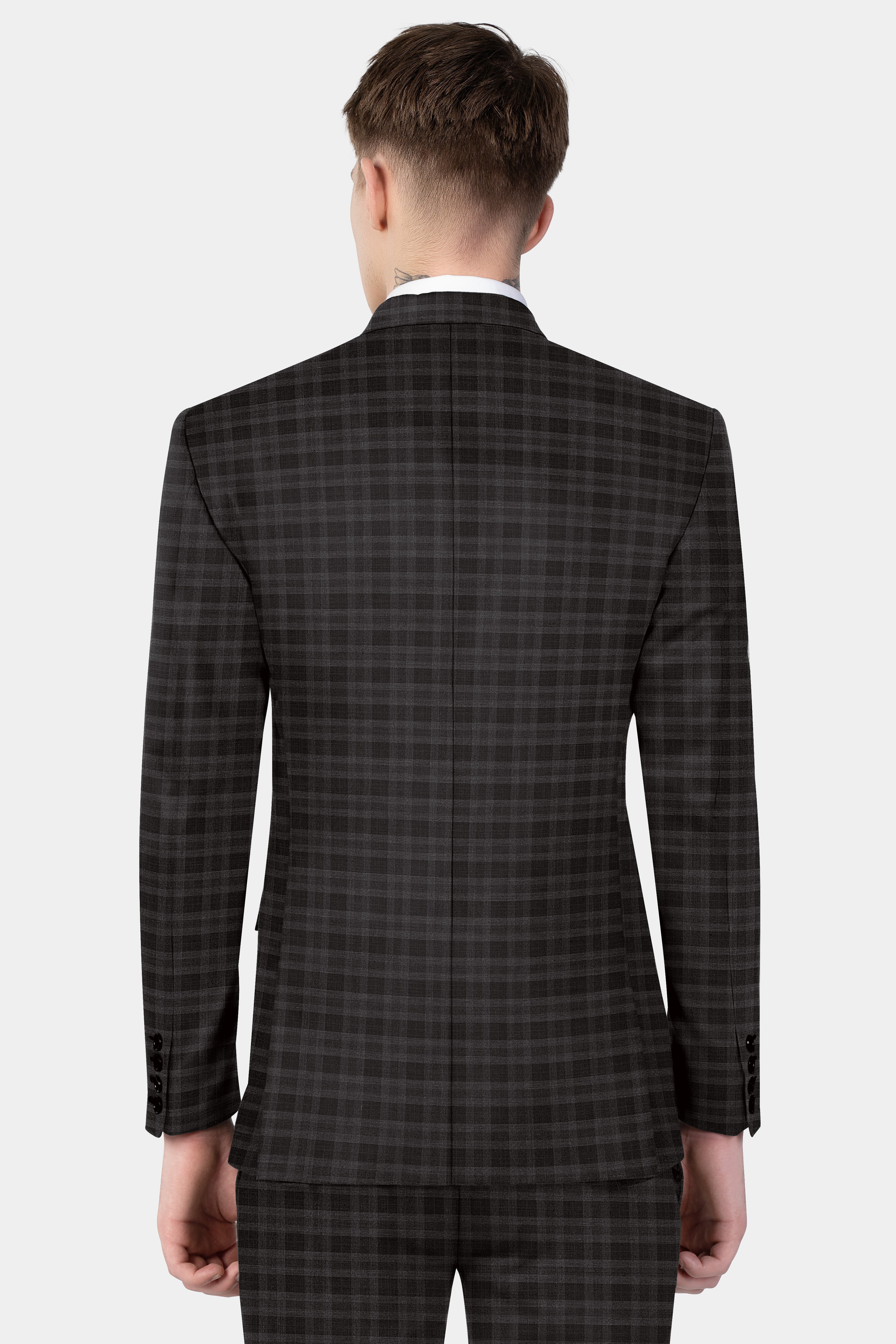 Zeus Brown With Emperor Plaid Wool Blend Double Breasted Blazer