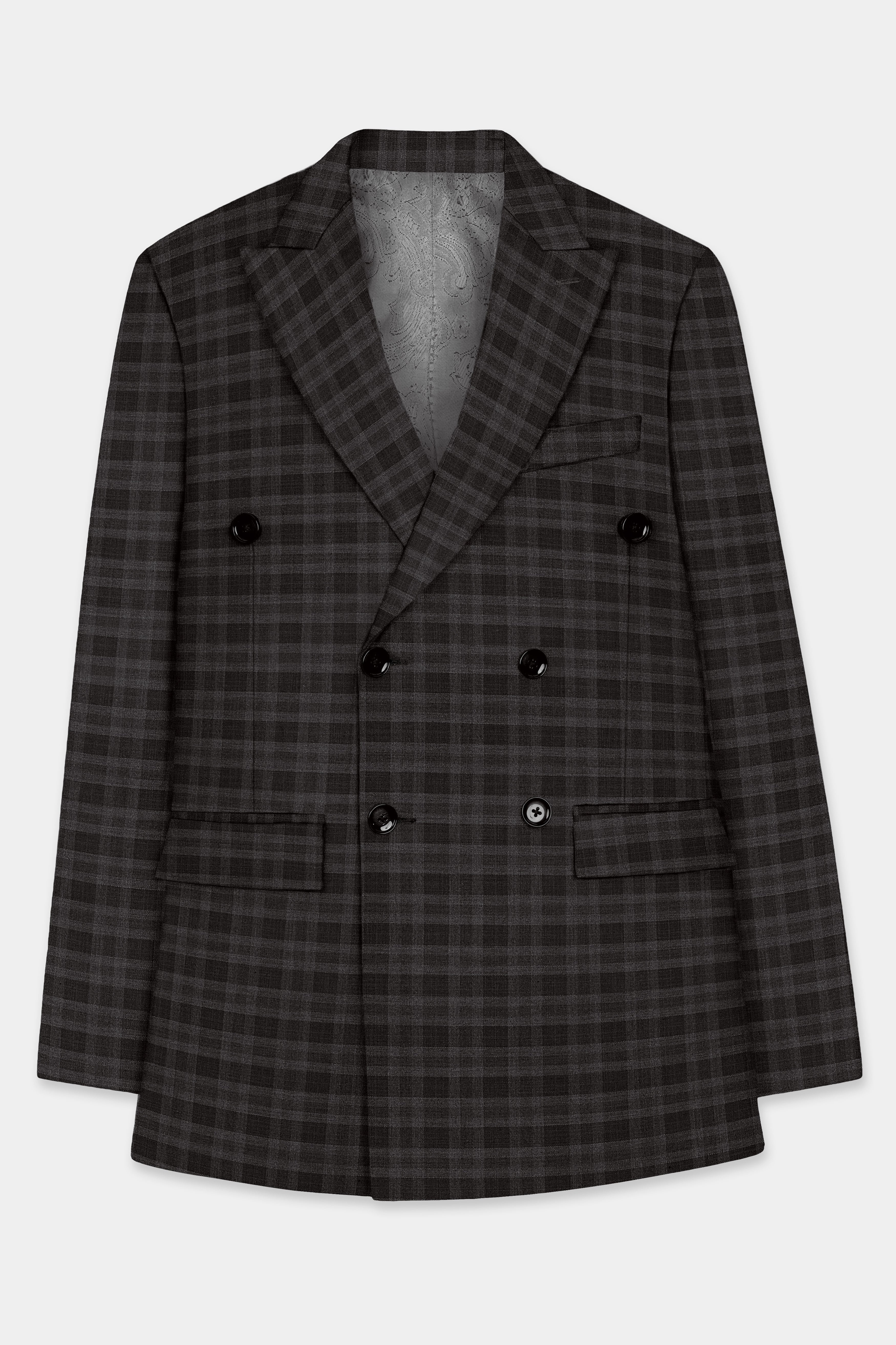 Zeus Brown With Emperor Plaid Wool Blend Double Breasted Blazer