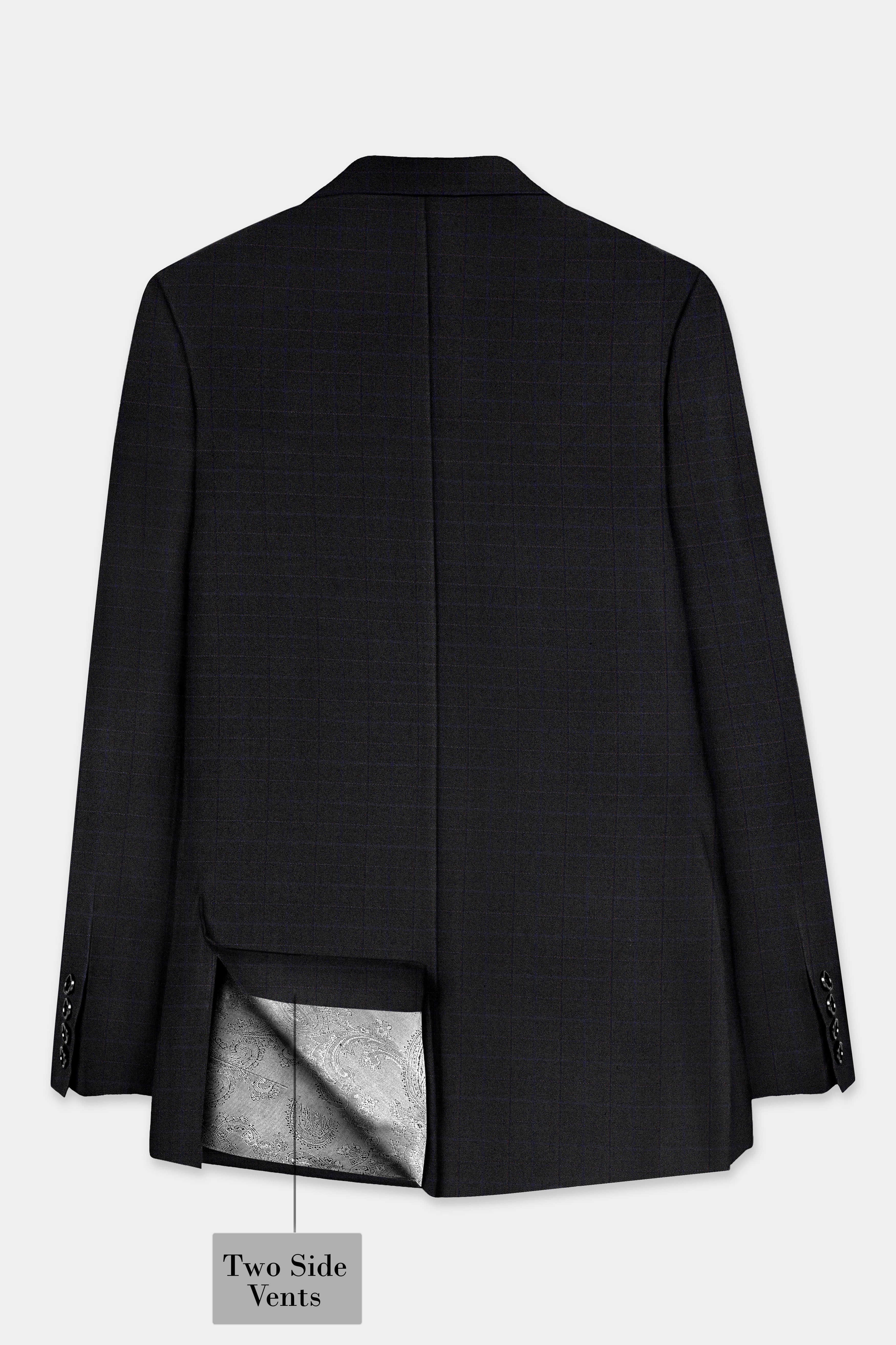 Jade Black Plaid Wool Blend Single Breasted Blazer