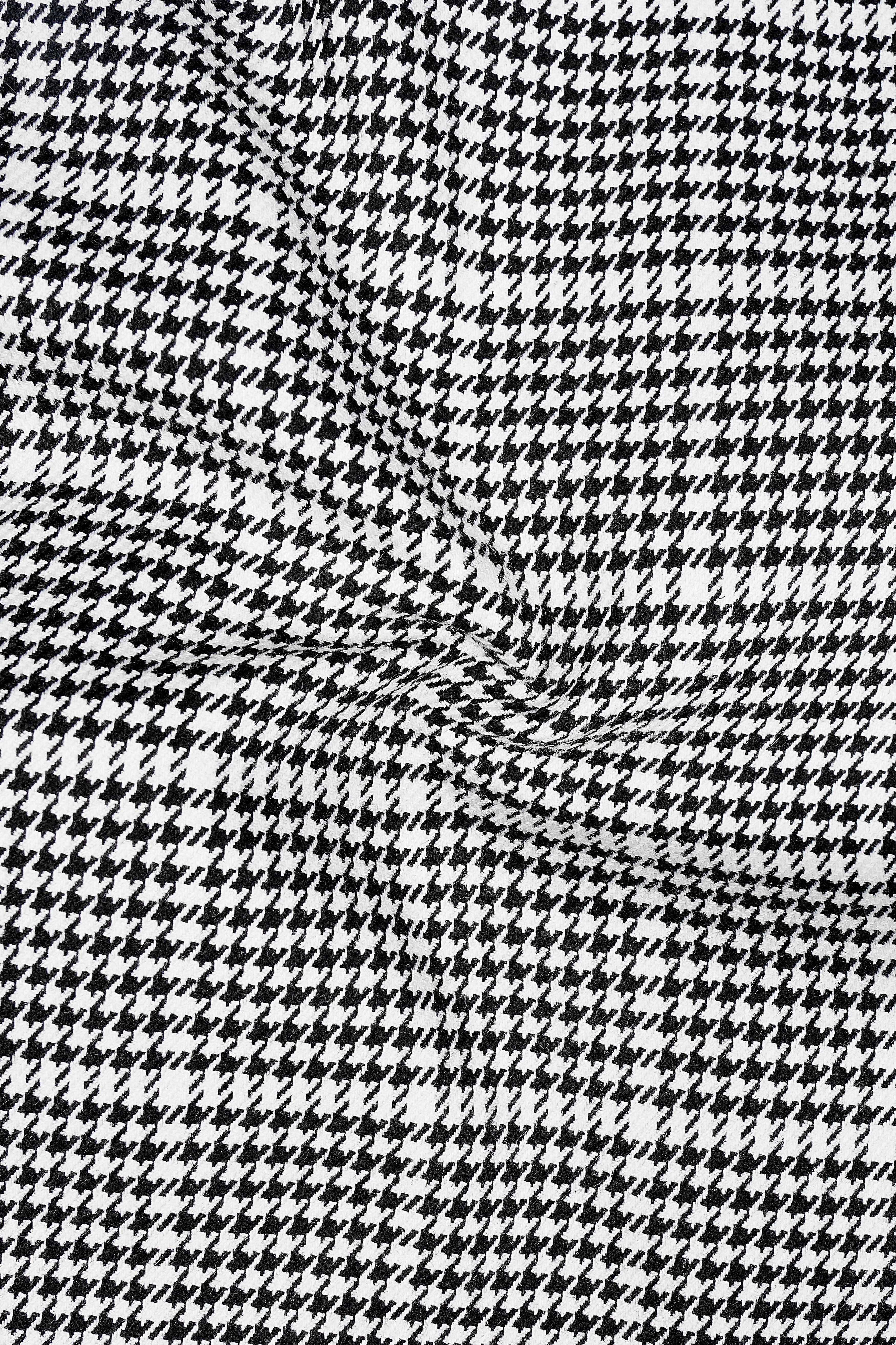 Black and White Houndstooth Windowpane Wool Rich Peak Lapel Tuxedo Blazer