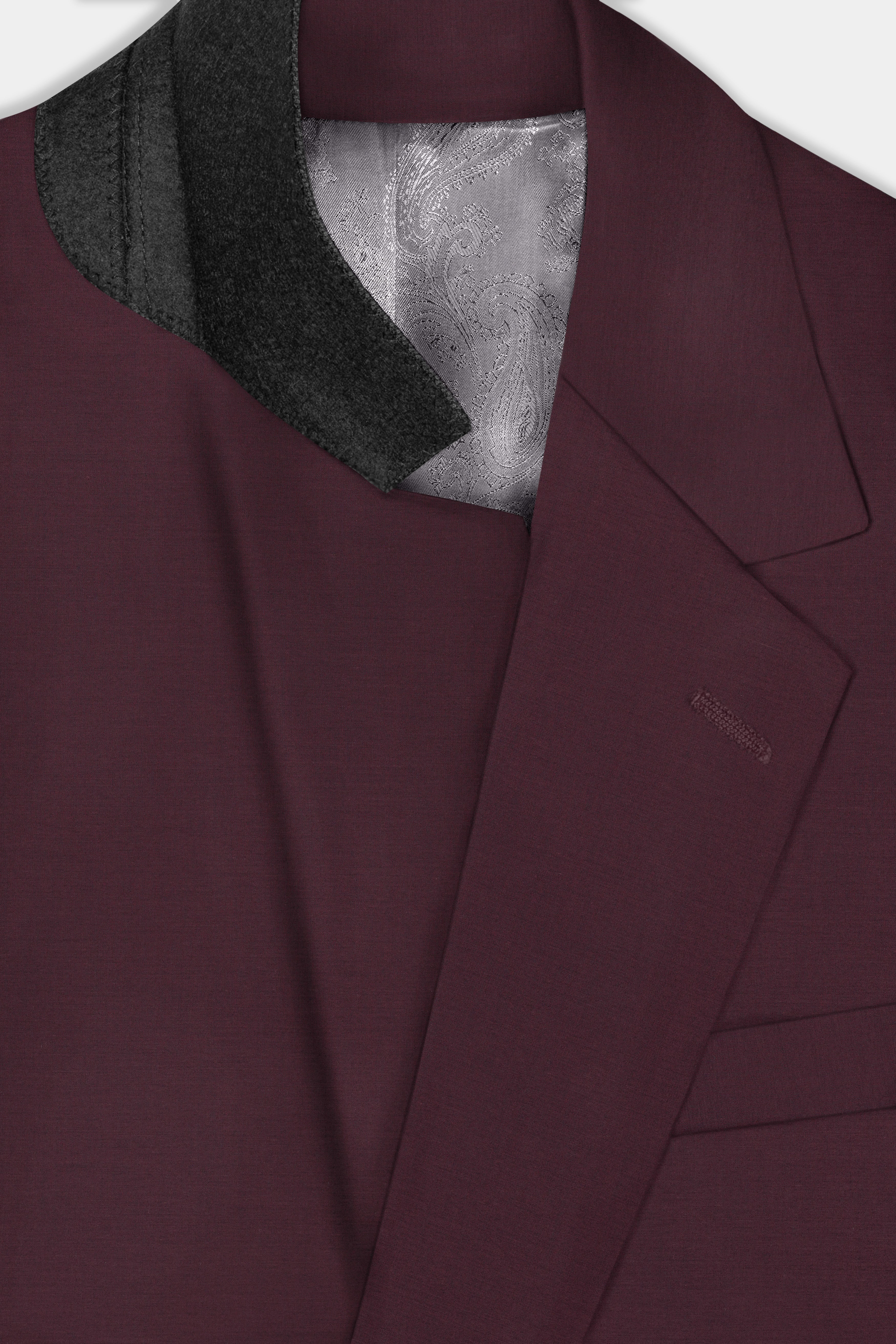 Crater Maroon Solid Wool Blend Single Breasted Blazer