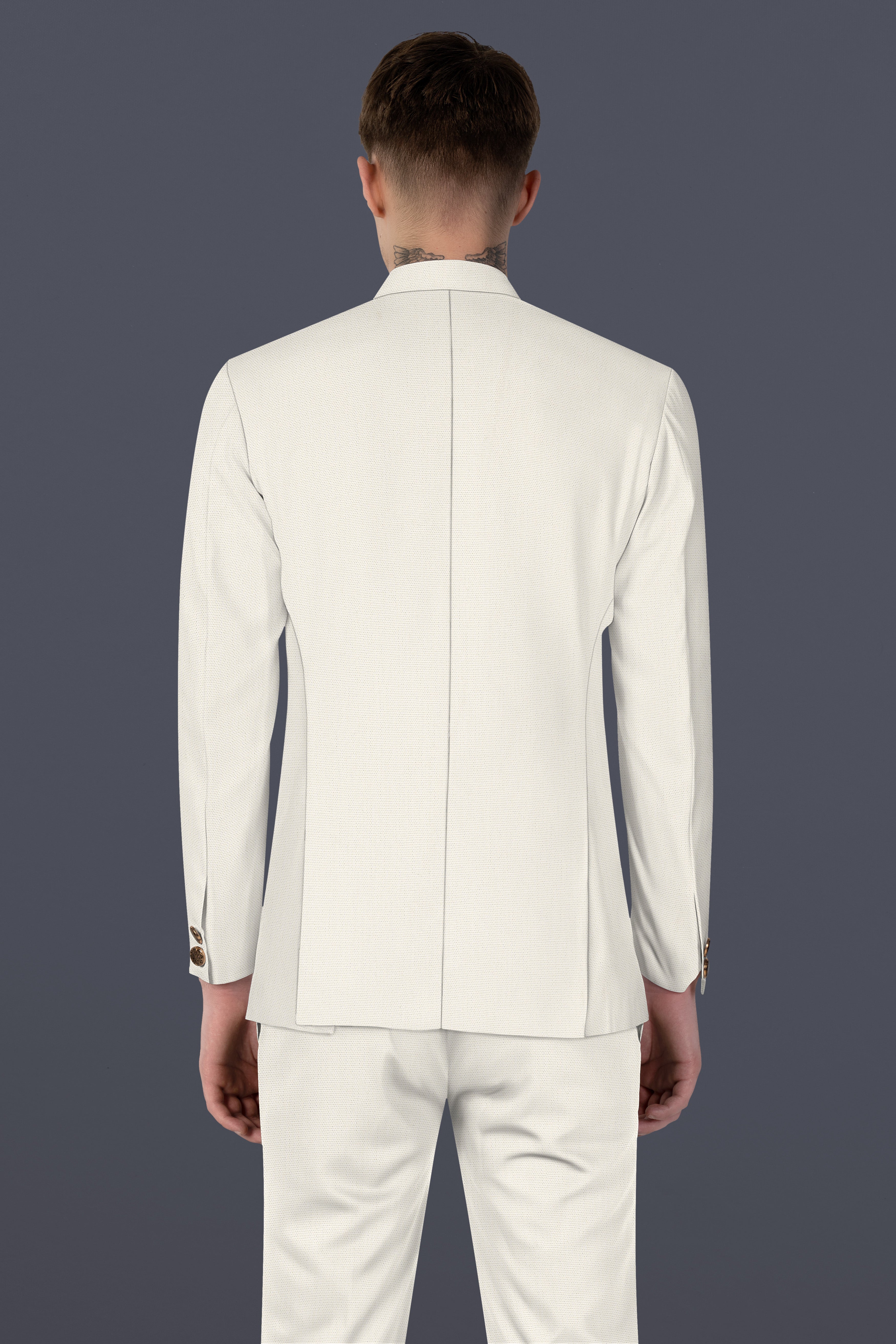 Merino Cream Solid Cotton Bandhgala Blazer