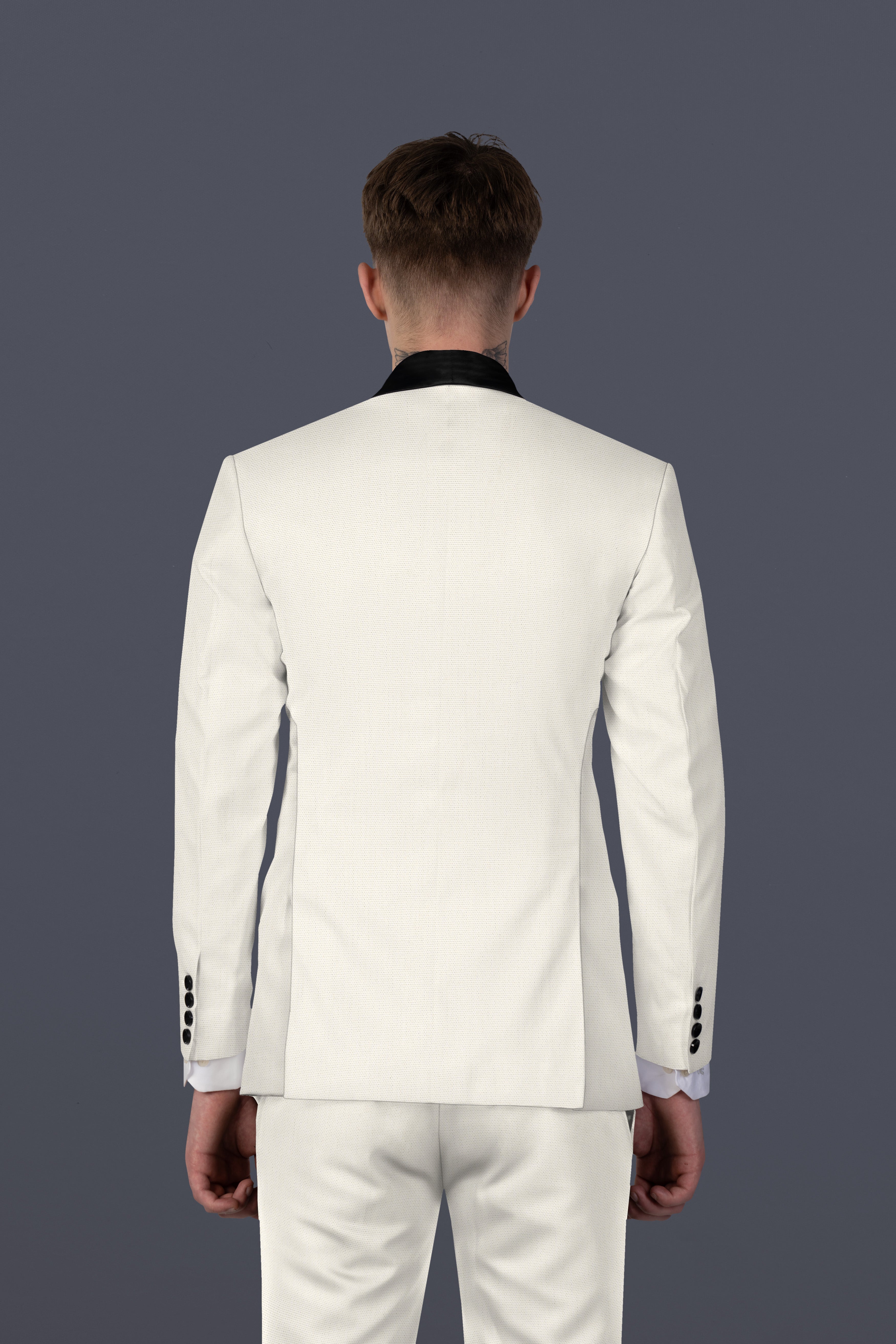 Merino Cream Cotton Tuxedo Blazer