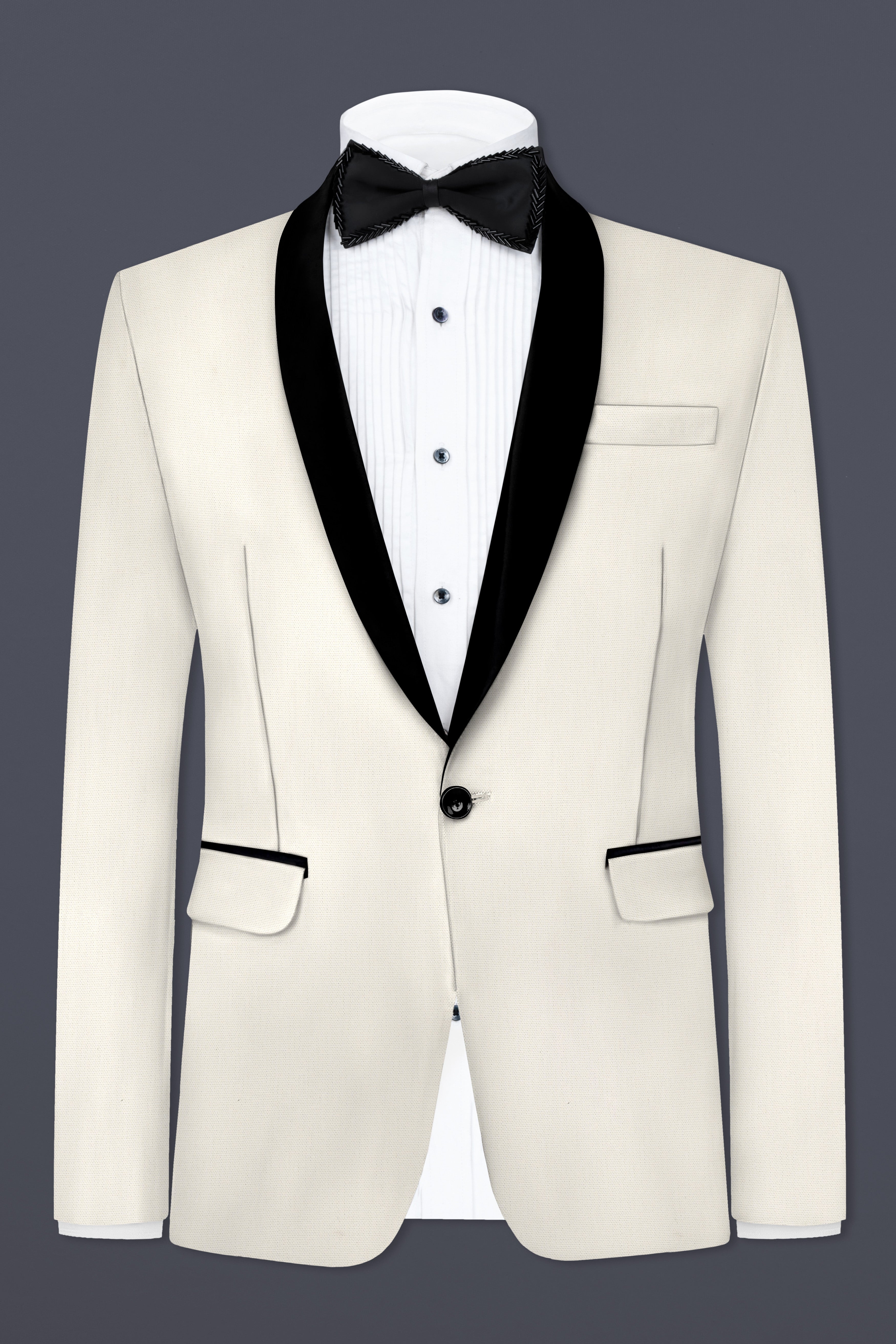 Merino Cream Cotton Tuxedo Blazer