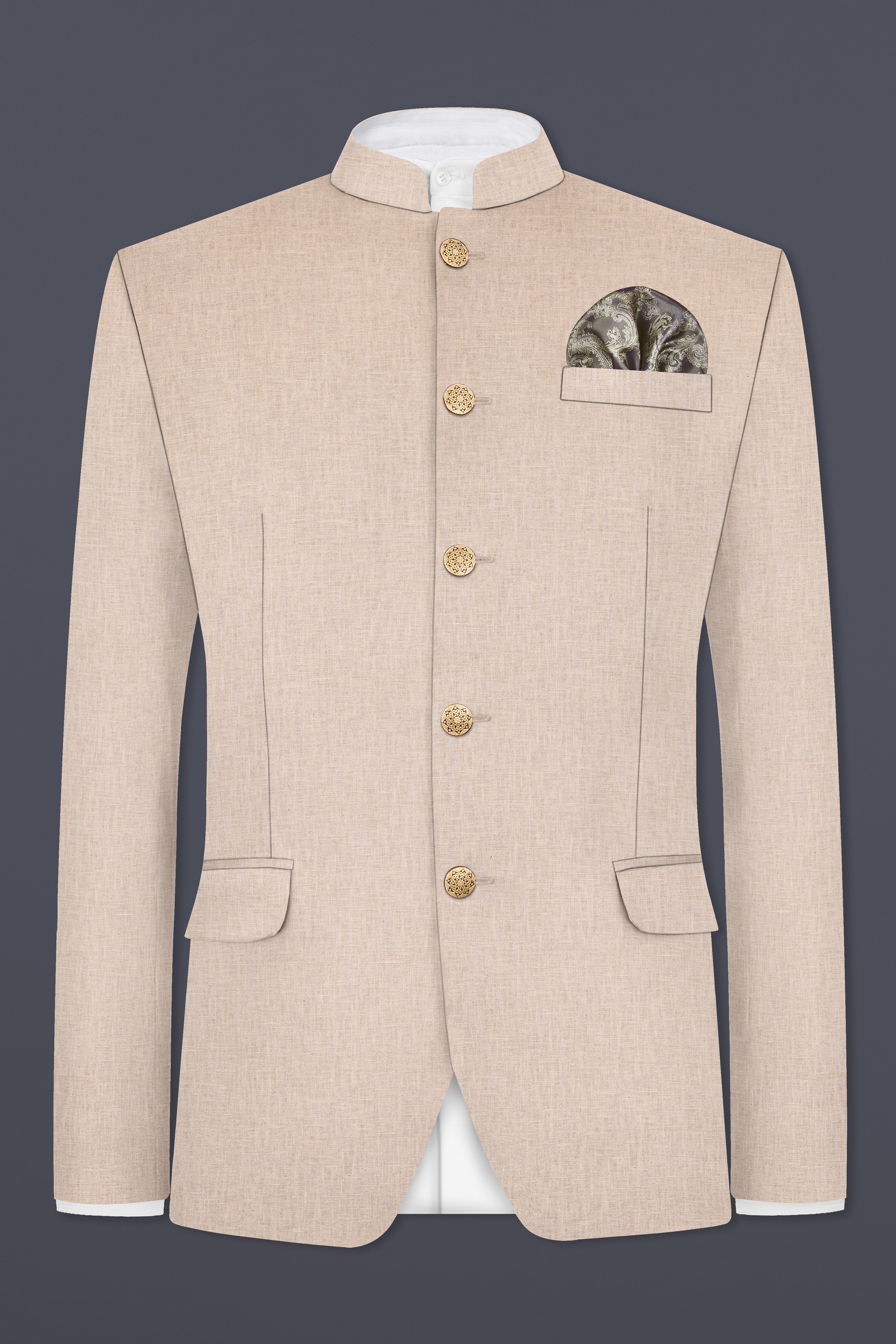 Sisal Cream Luxurious Linen Bandhgala Blazer