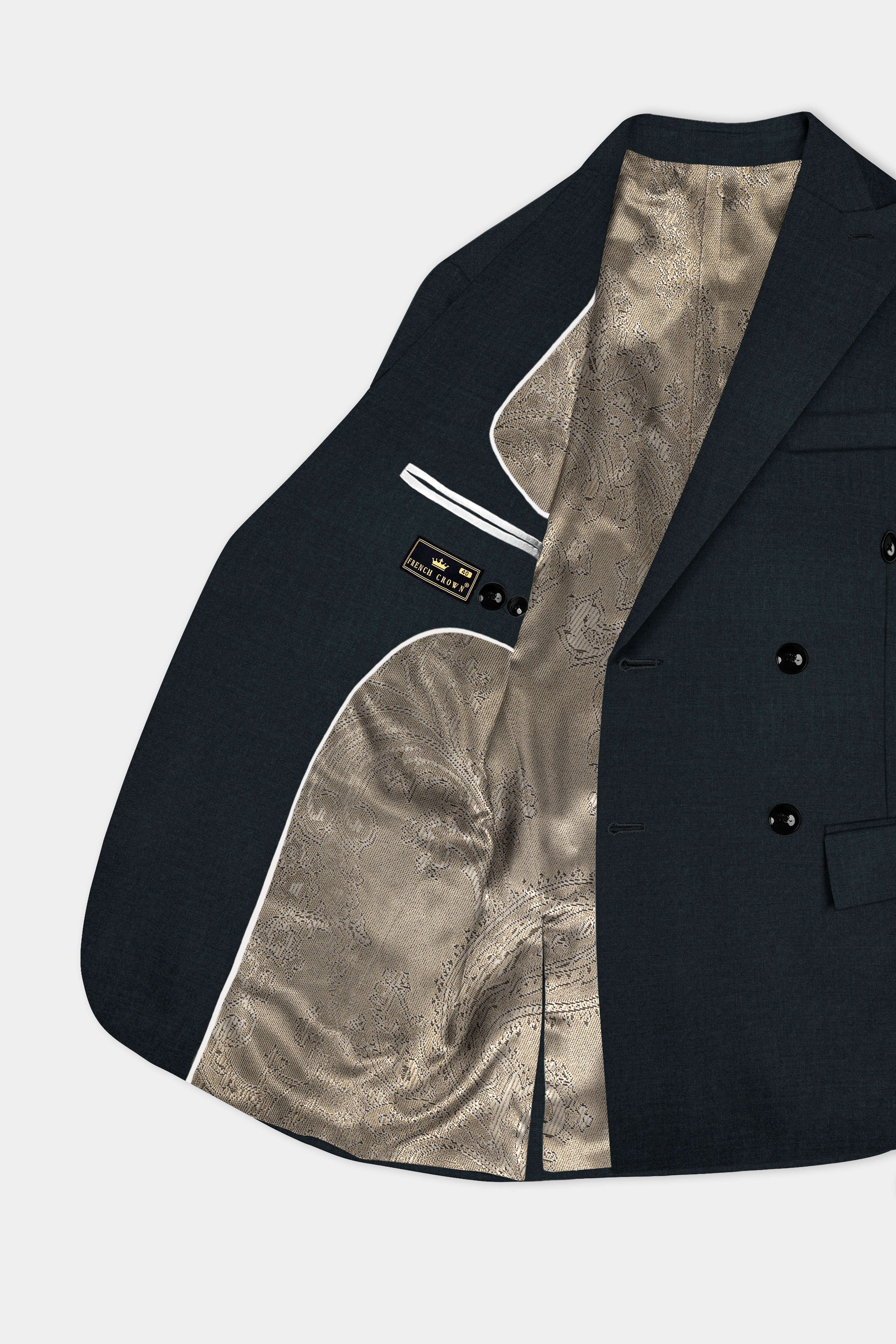 Racing Green Solid Wool Blend Double Breasted Blazer