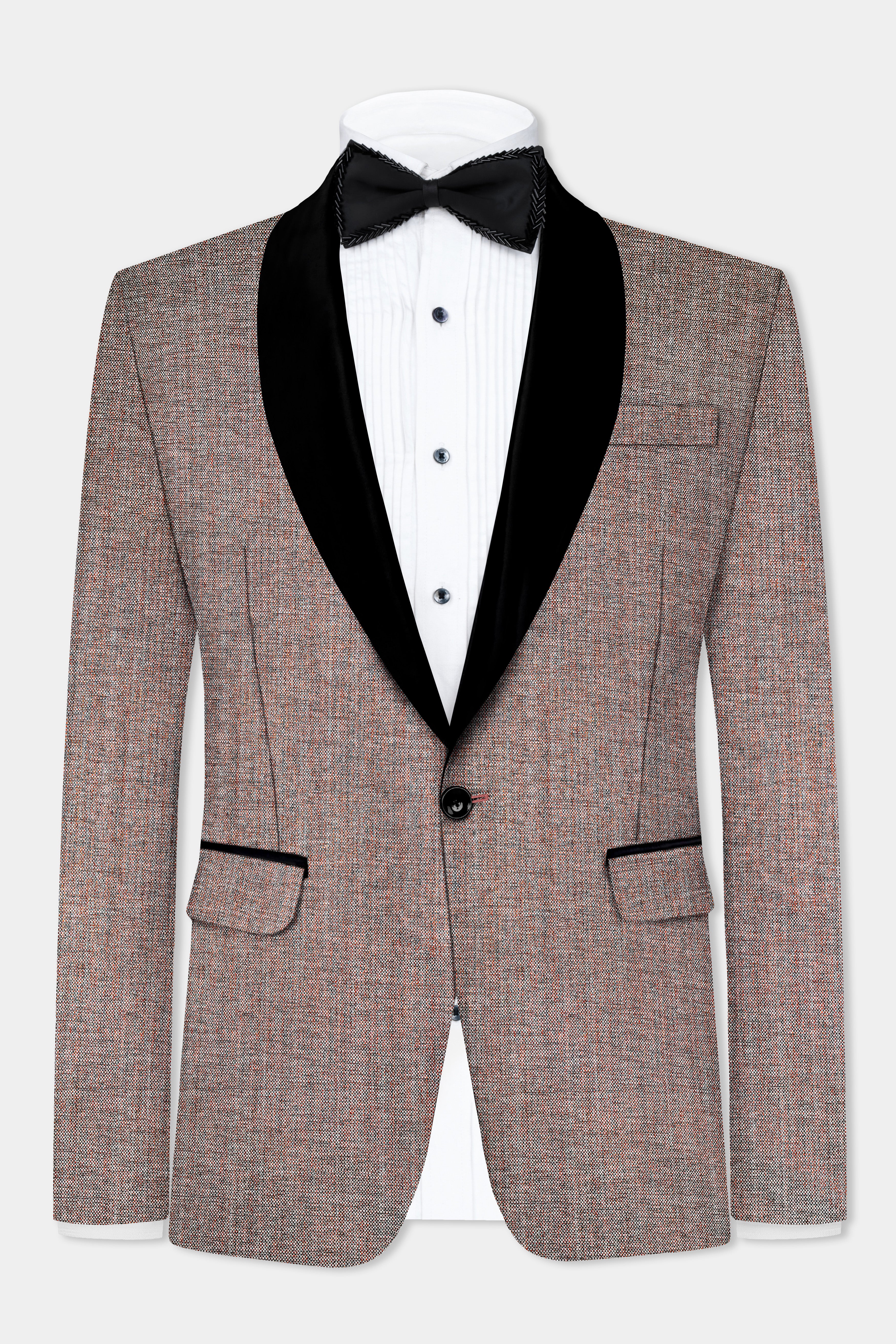 Ferra Brown Textured Tuxedo Blazer