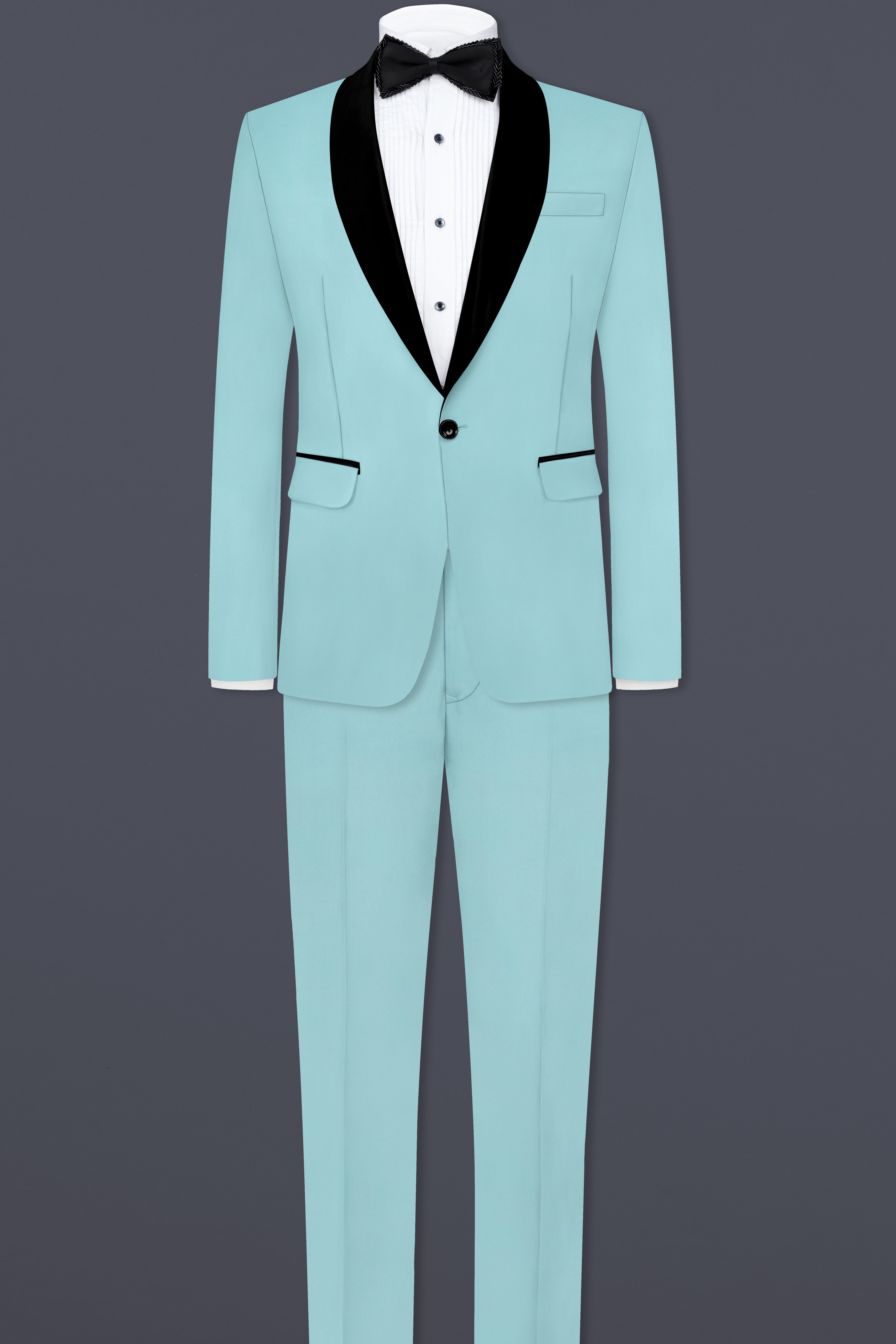 Sinbad Blue Solid Wool Blend Tuxedo Blazer