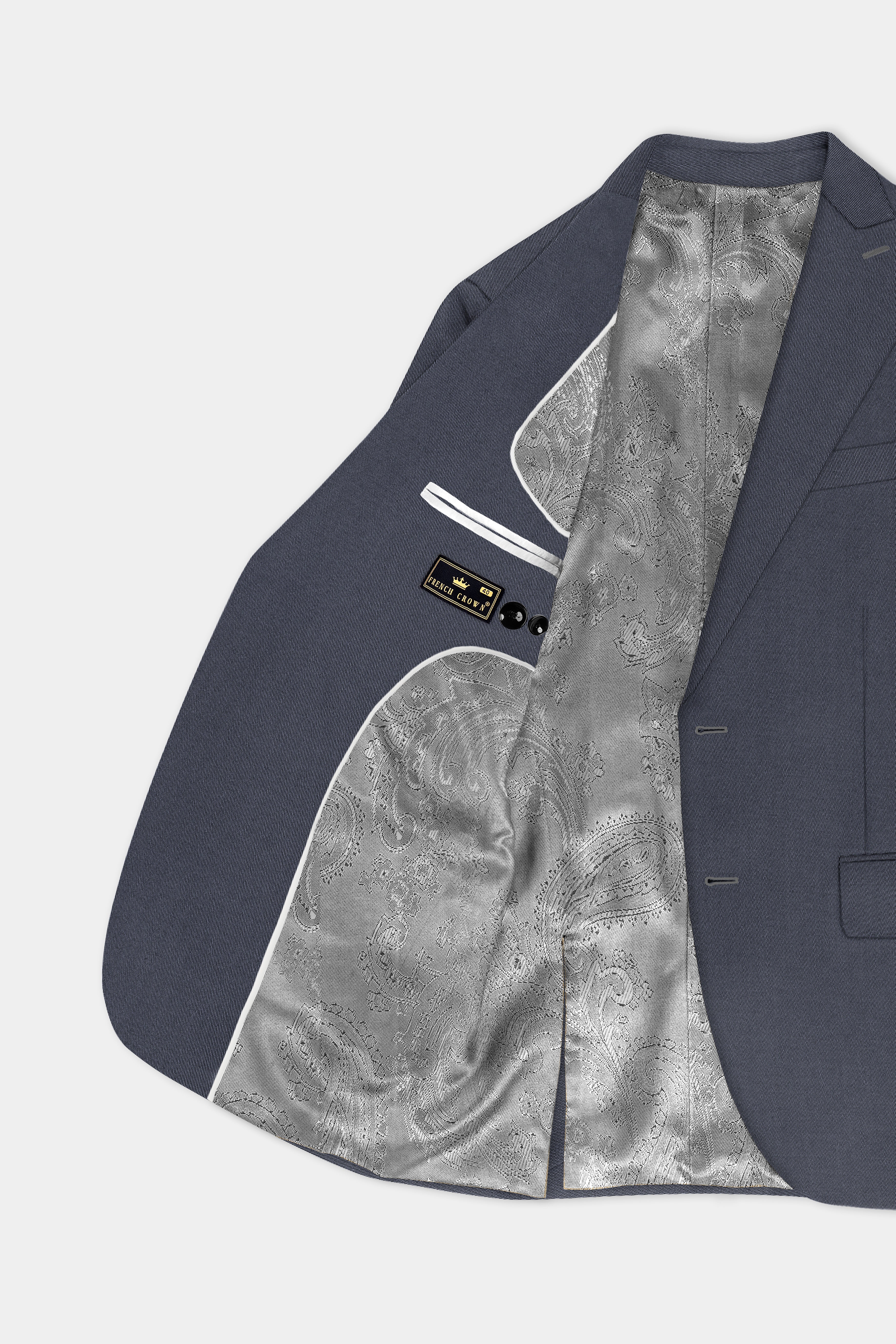 Iridium Gray Textured Cotton Single Breasted Blazer