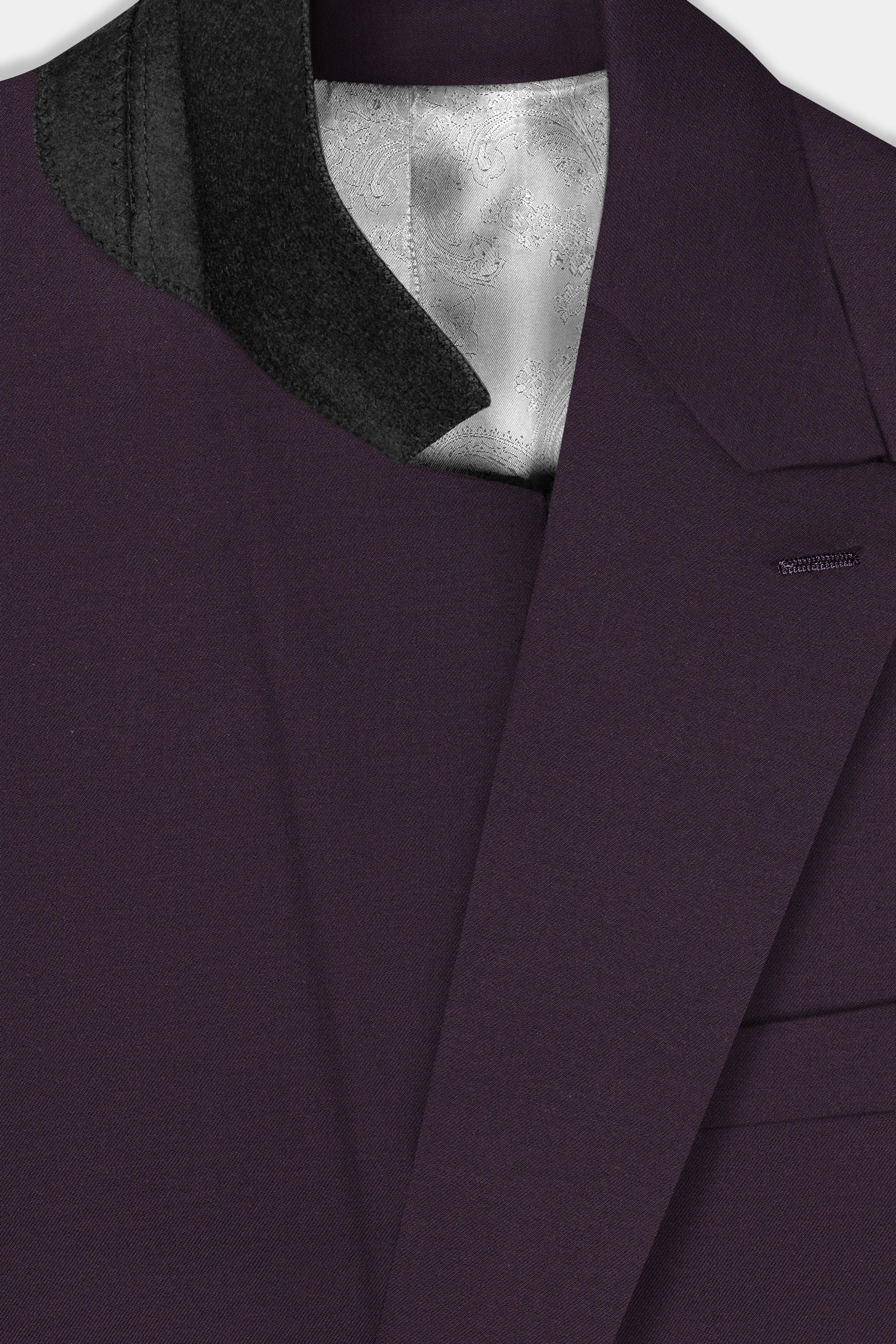 Eminence Purple Solid Wool Blend Double Breasted Blazer