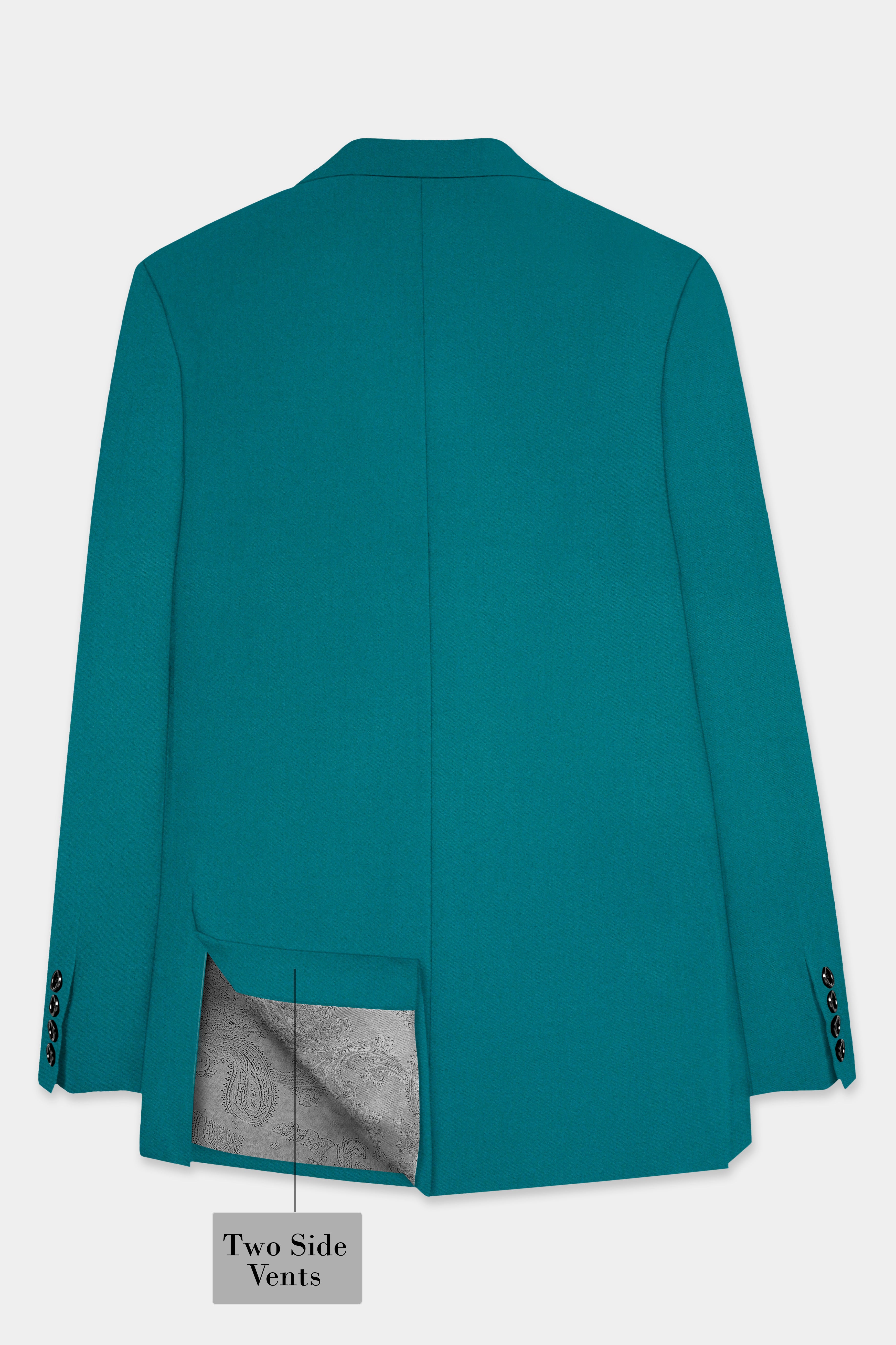 Surfie Green Plain Solid Wool Blend Single Breasted Blazer