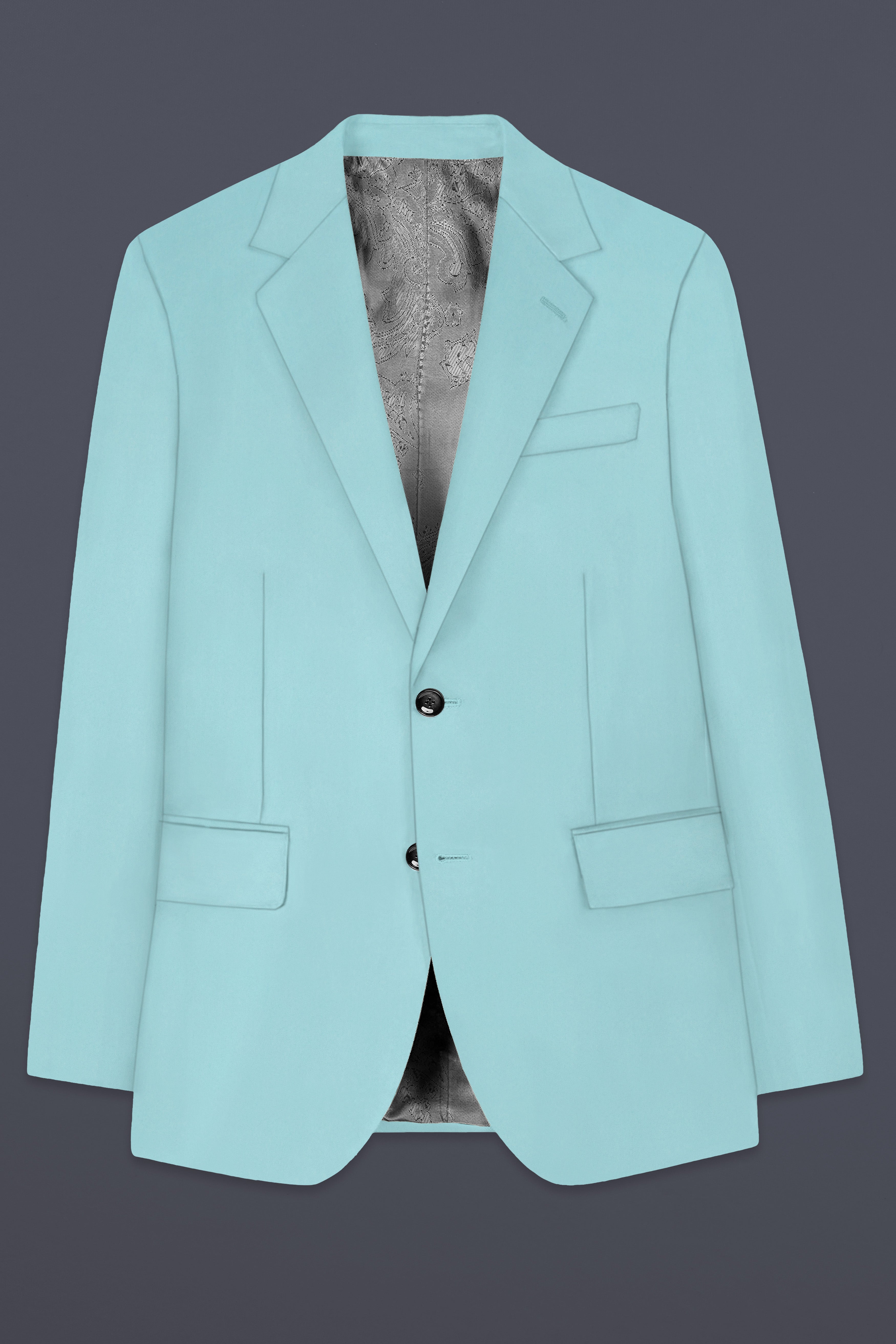 Sinbad Blue Solid Wool Blend Single Breasted Blazer