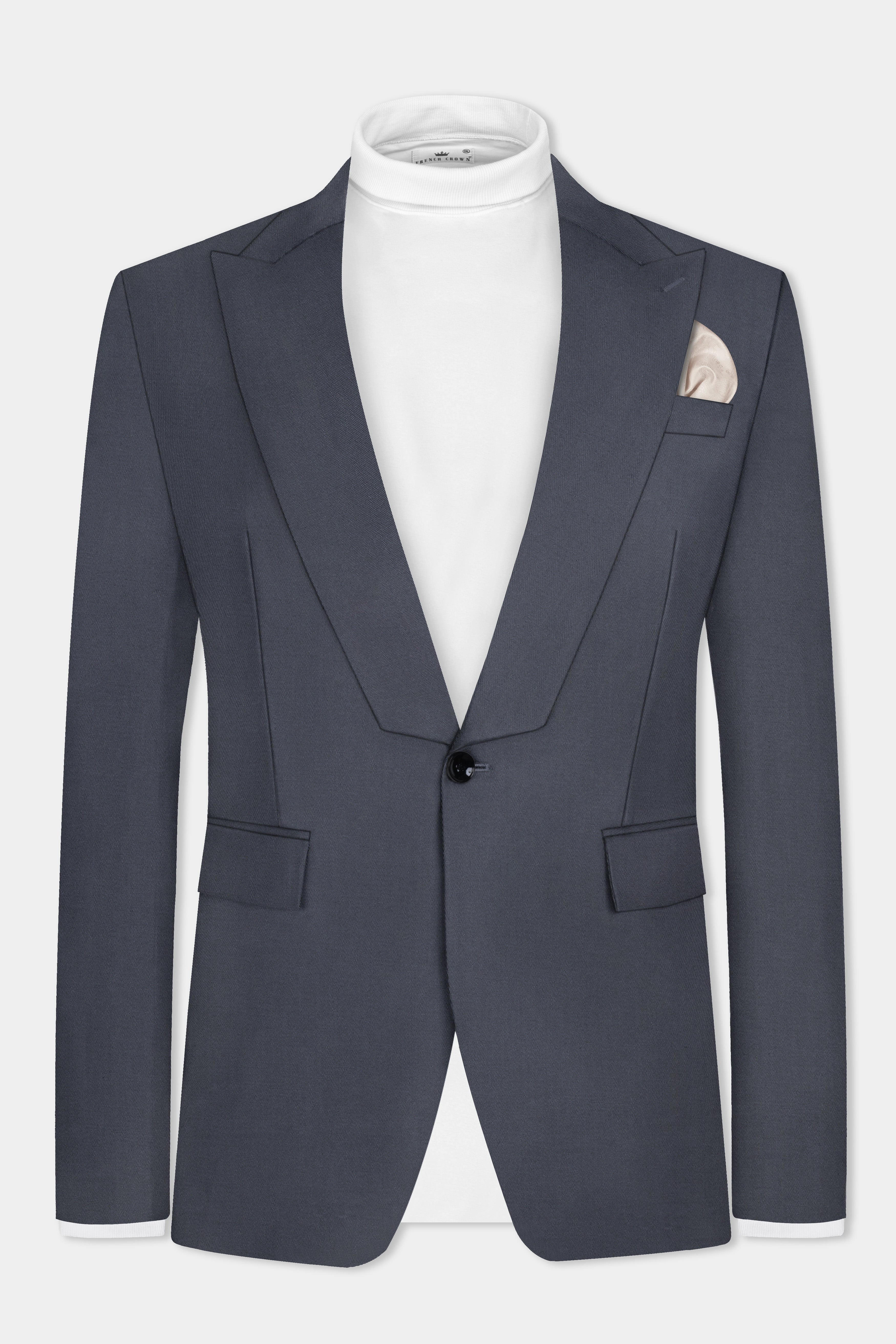 Iridium Gray Textured Cotton Designer Blazer