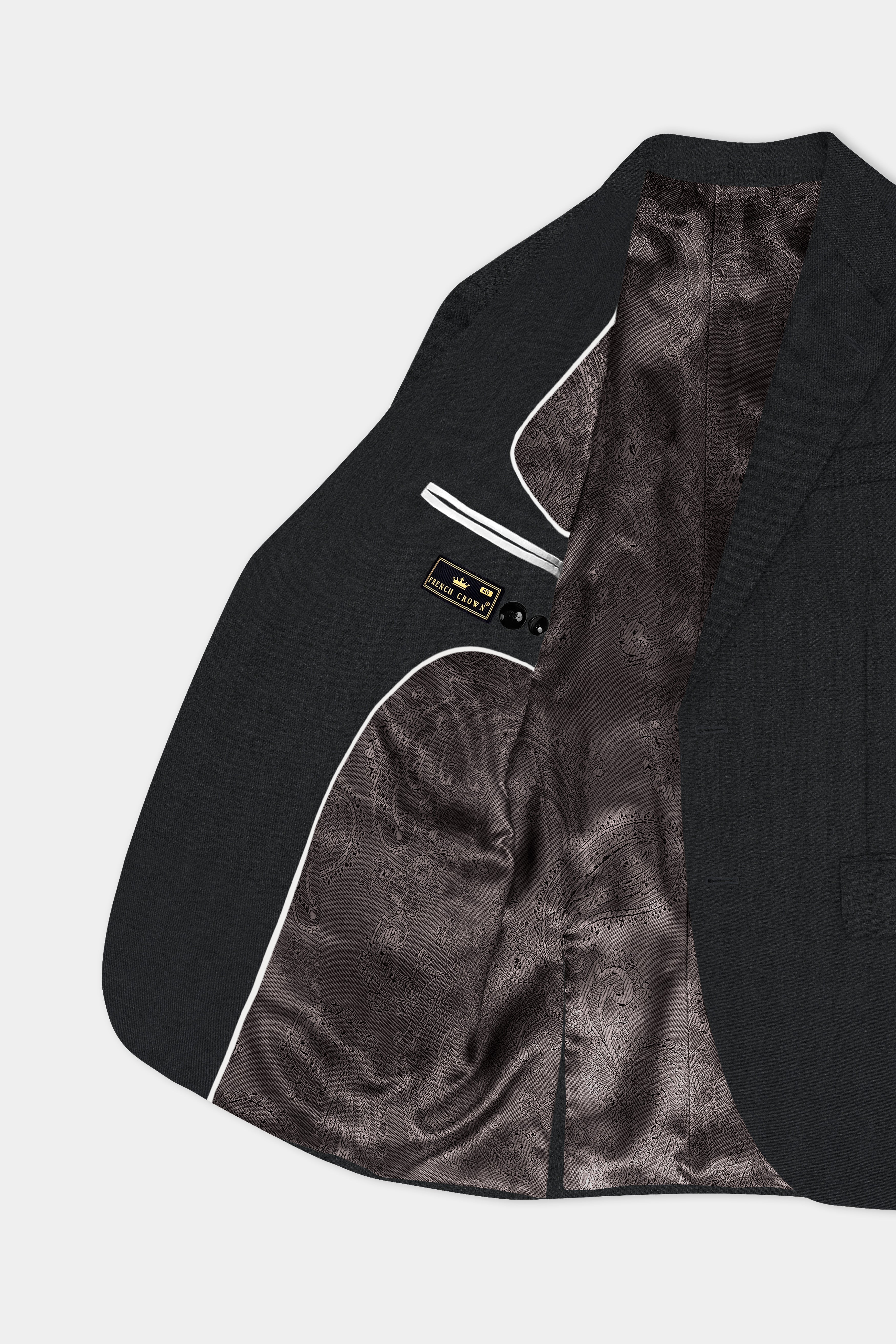 Vulcan Black Striped Wool Blend Single Breasted Blazer