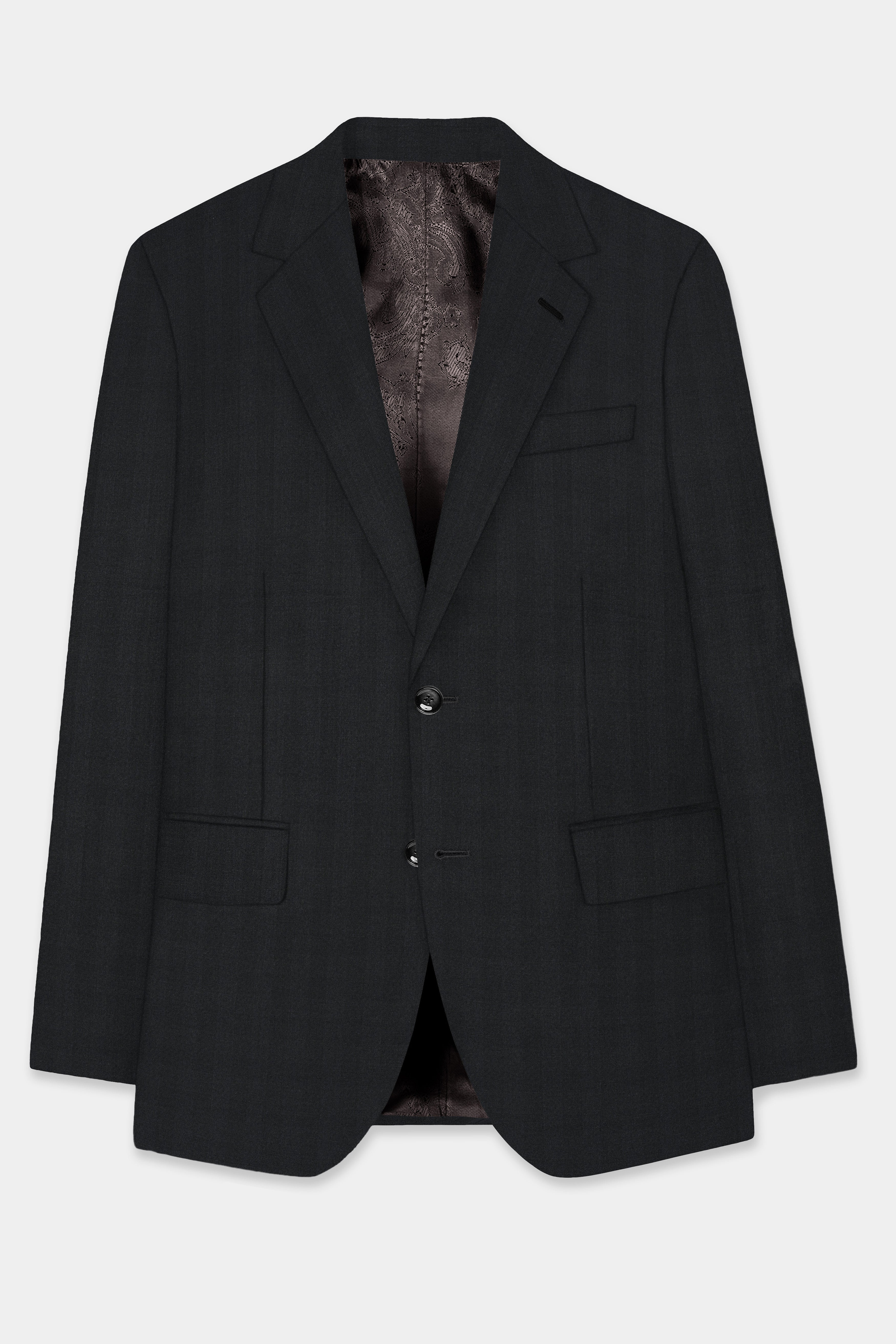 Vulcan Black Striped Wool Blend Single Breasted Blazer