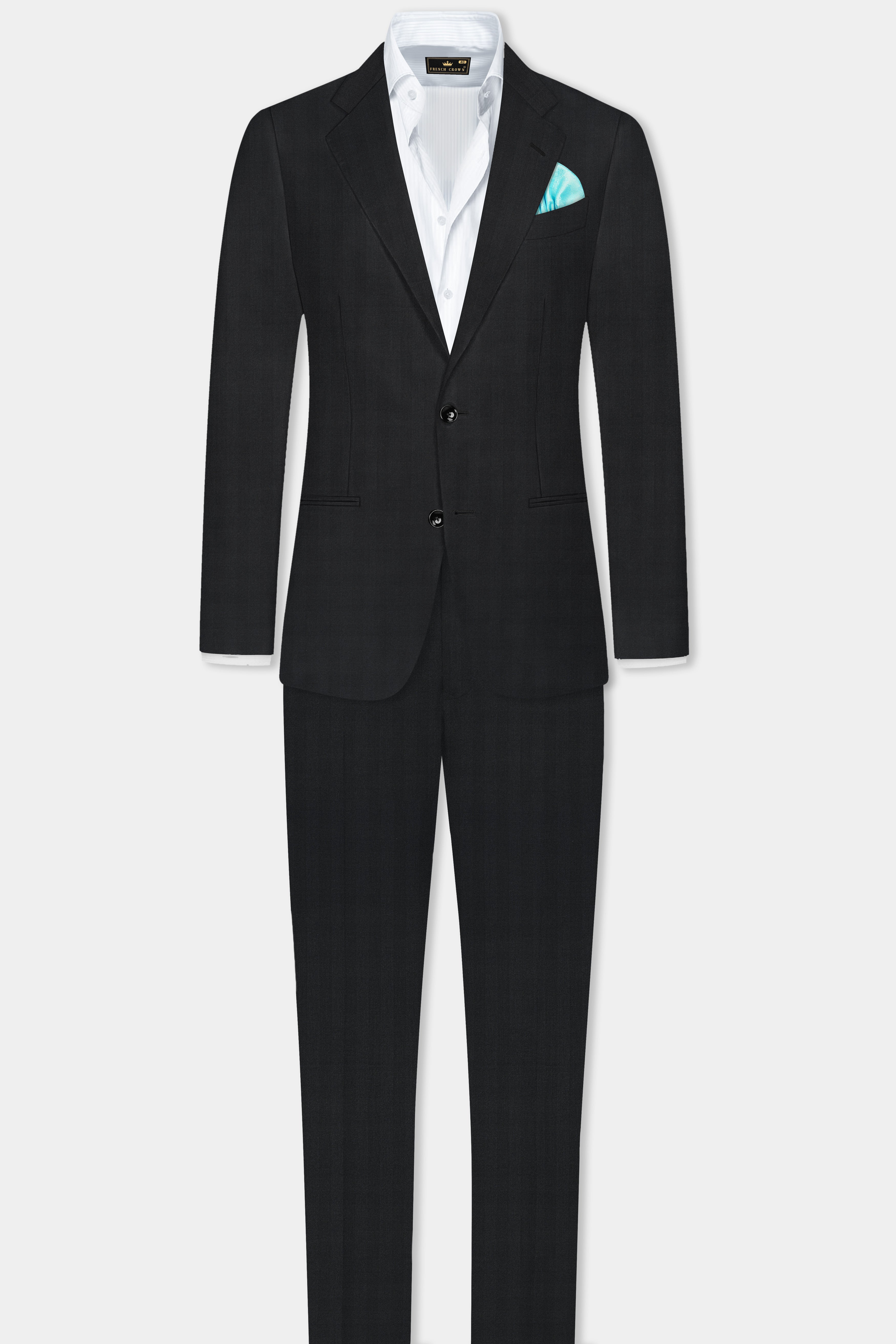 Vulcan Black Striped Wool Blend Single Breasted Blazer