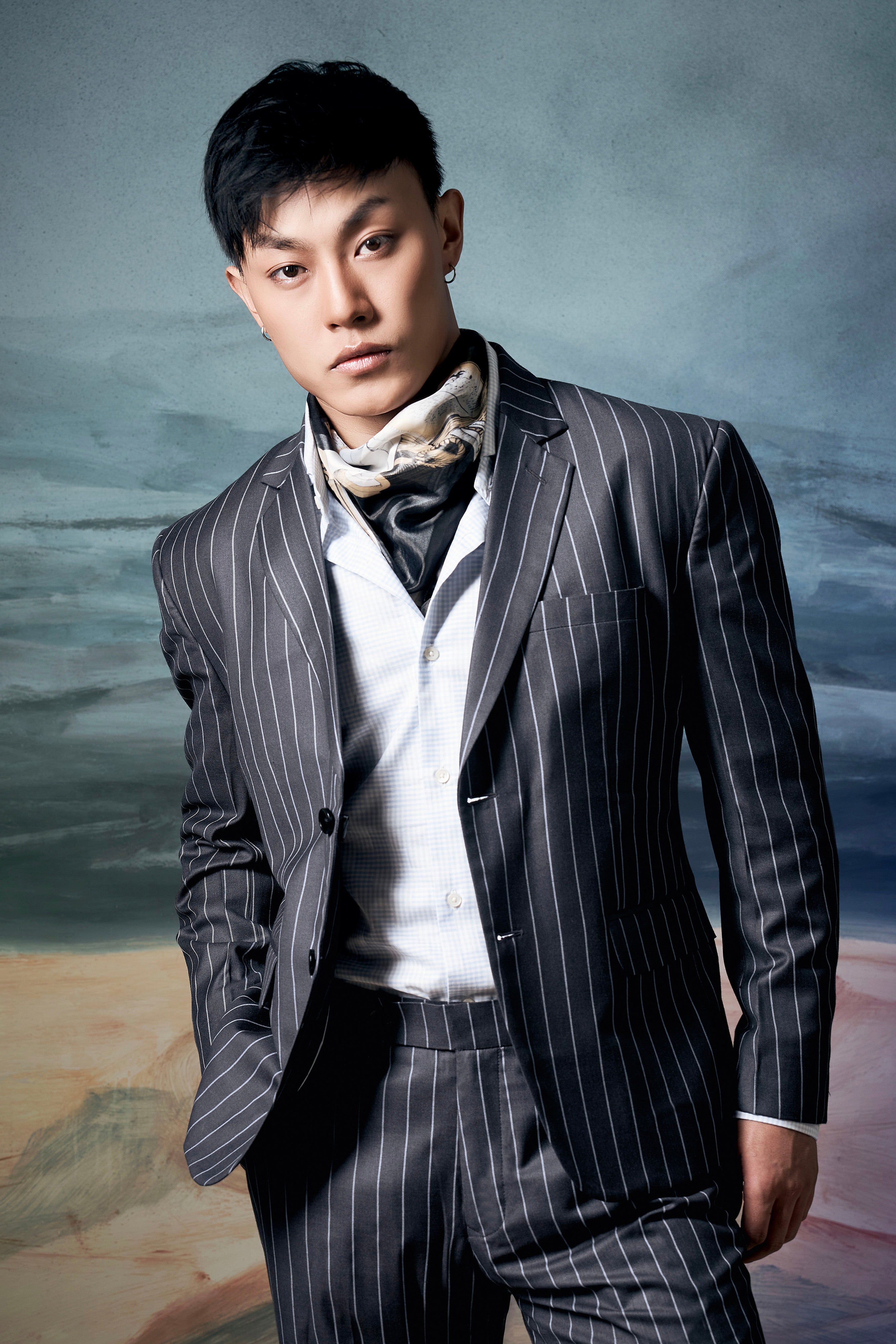 Piano Gray Striped Wool Blend Single Breasted Blazer