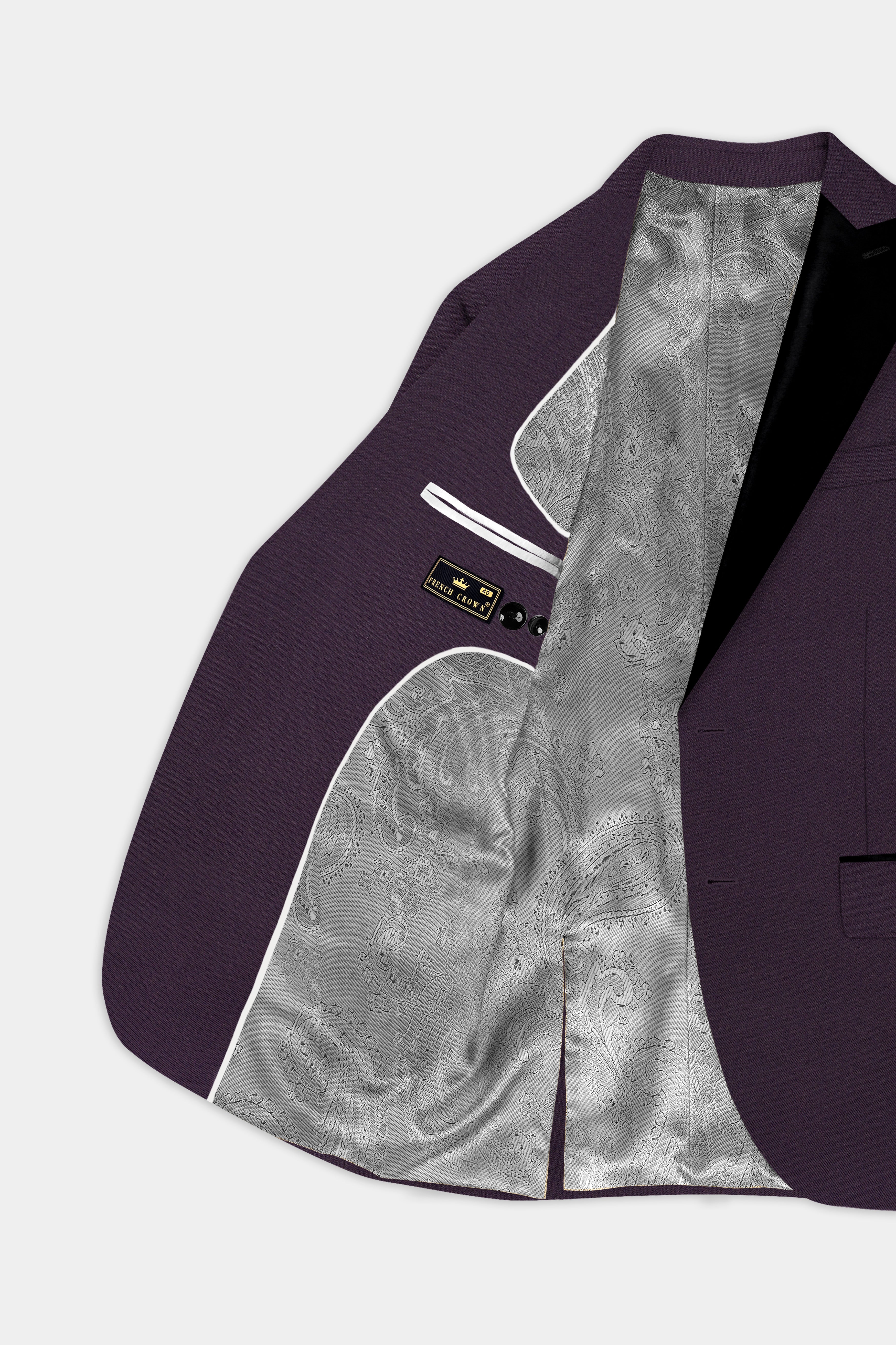 Eminence Purple Solid Wool Blend Peak Collar Tuxedo Blazer