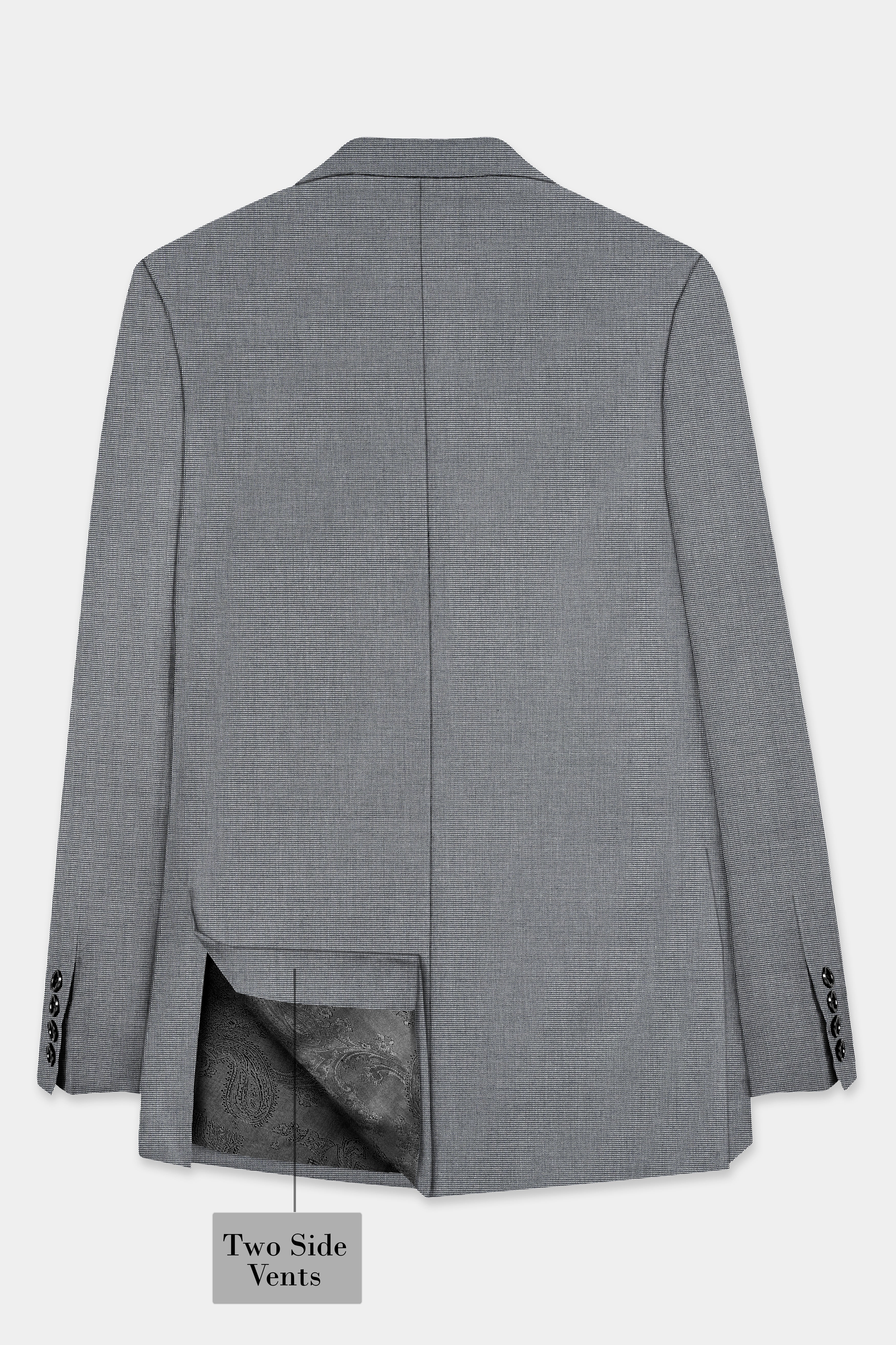 Boulder Gray Textured Wool Blend Peak Collar Tuxedo Blazer