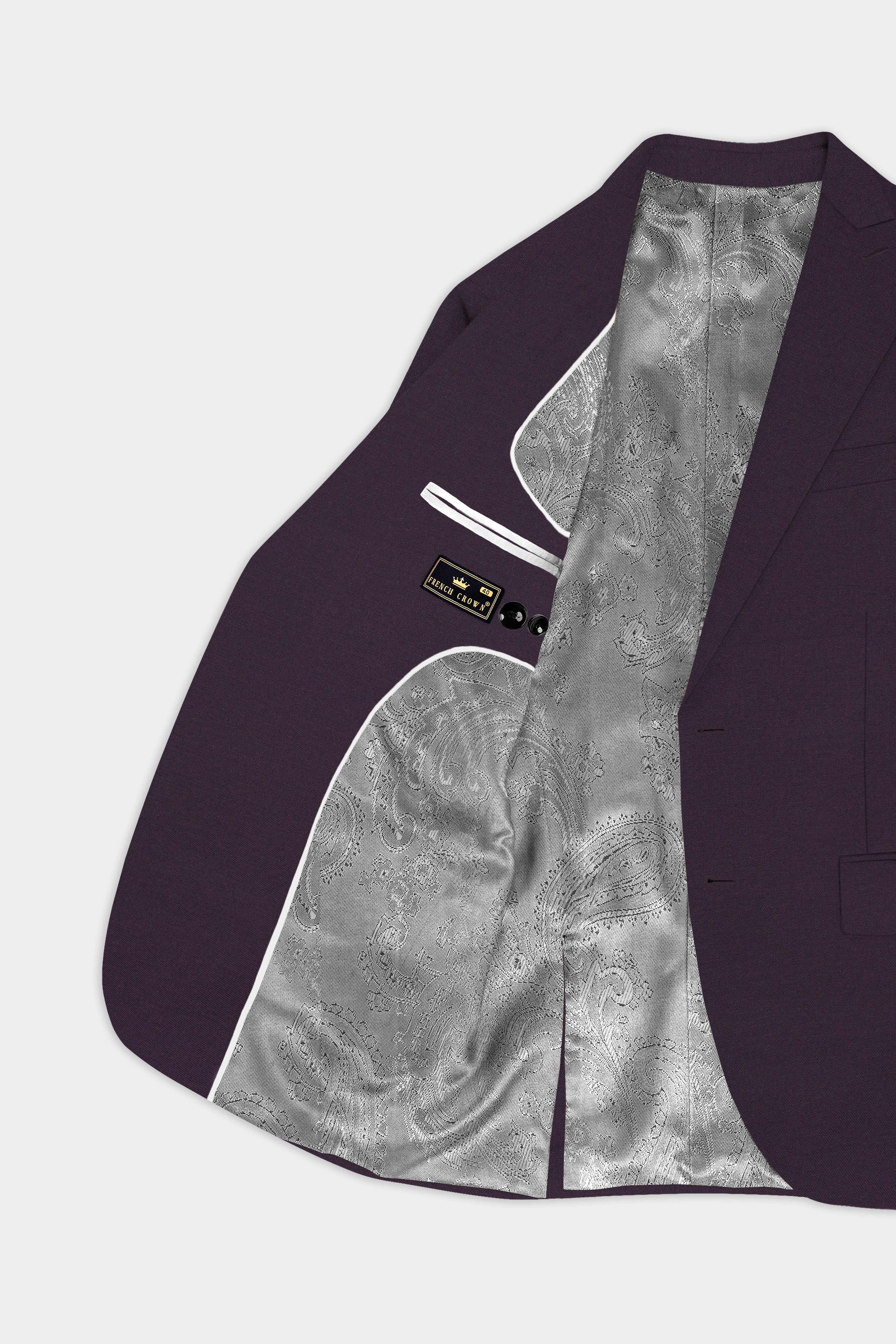 Eminence Purple Solid Wool Blend Single Breasted Blazer