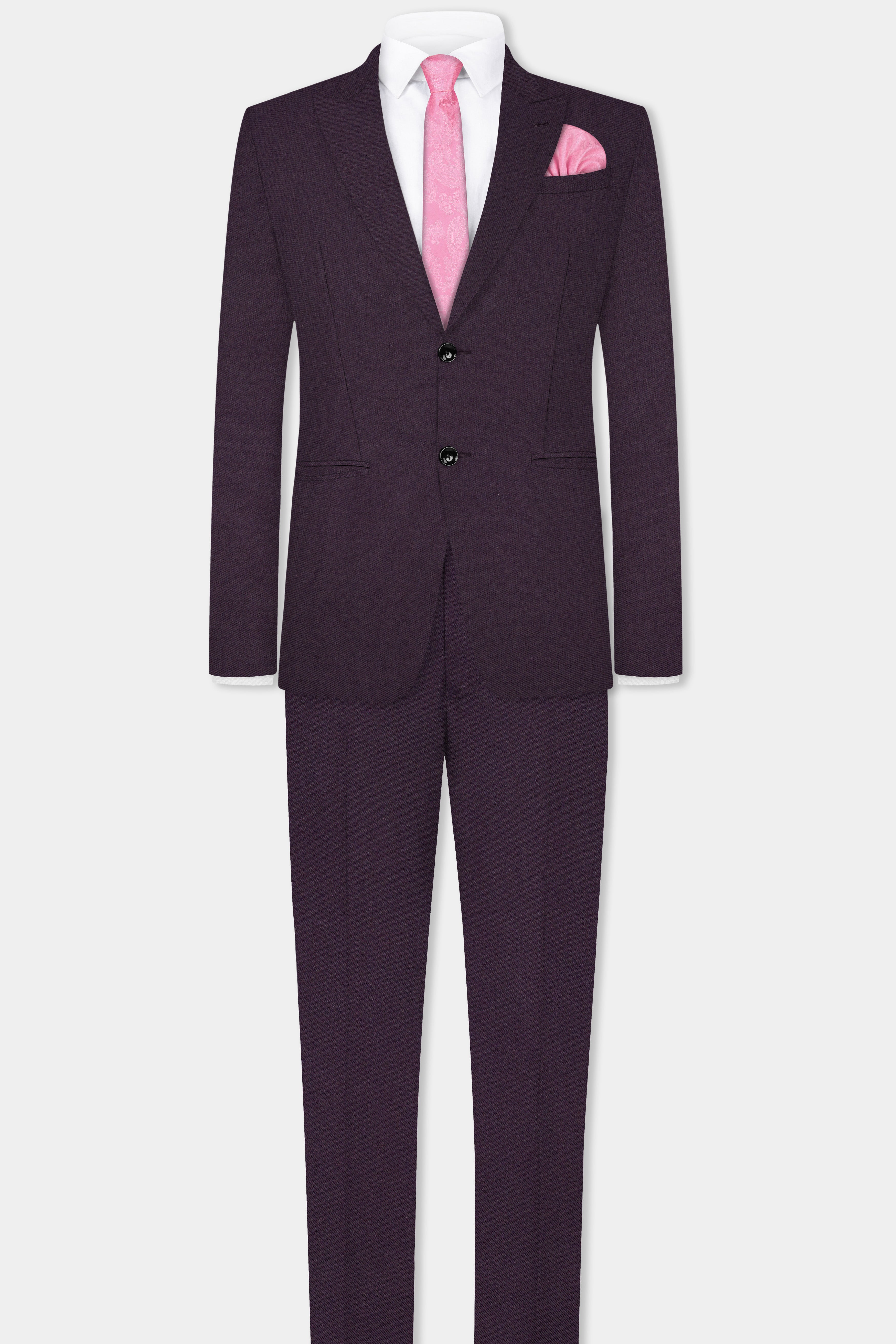 Eminence Purple Solid Wool Blend Single Breasted Blazer