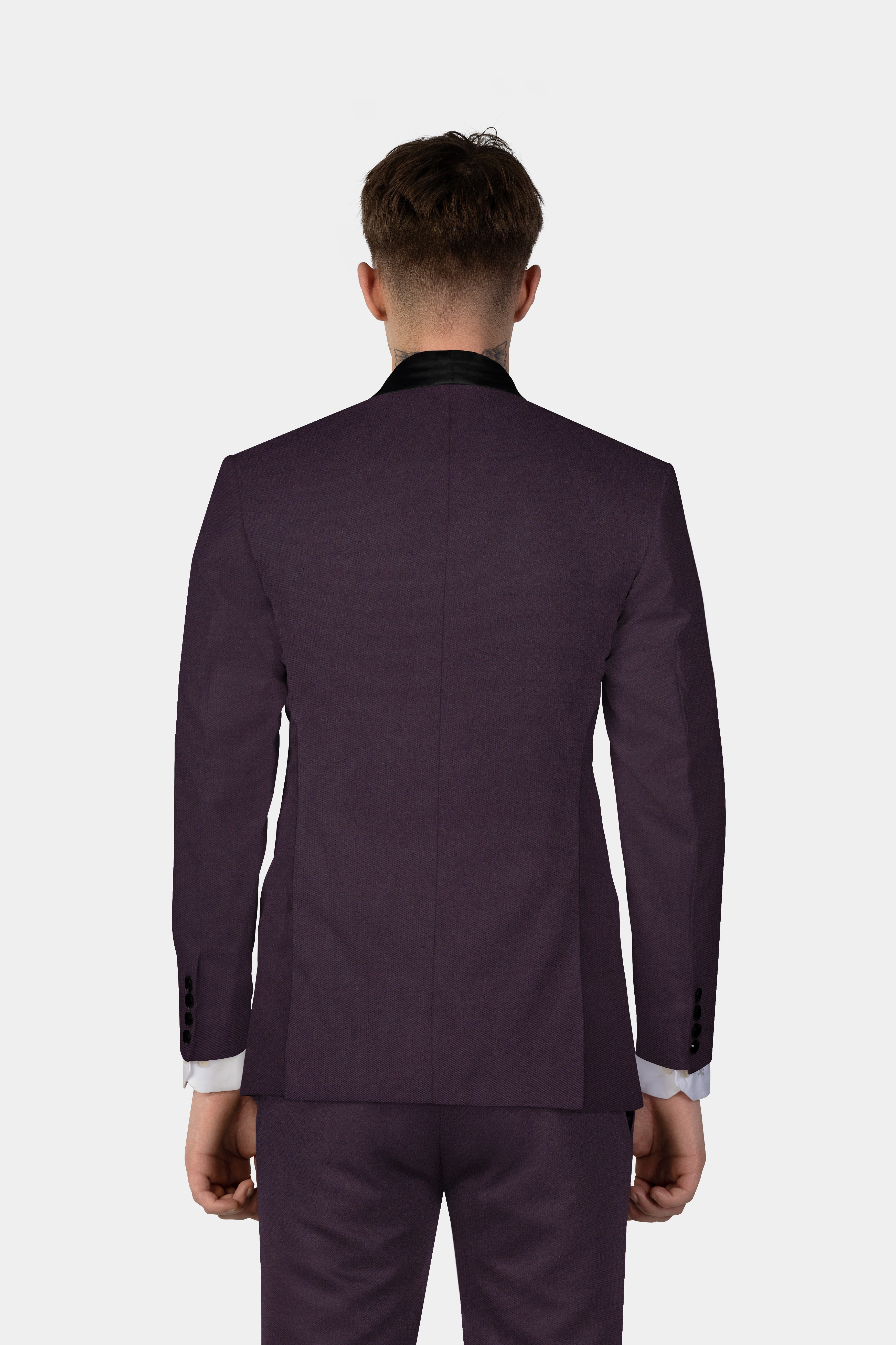 Eminence Purple Solid Wool Blend Tuxedo Blazer