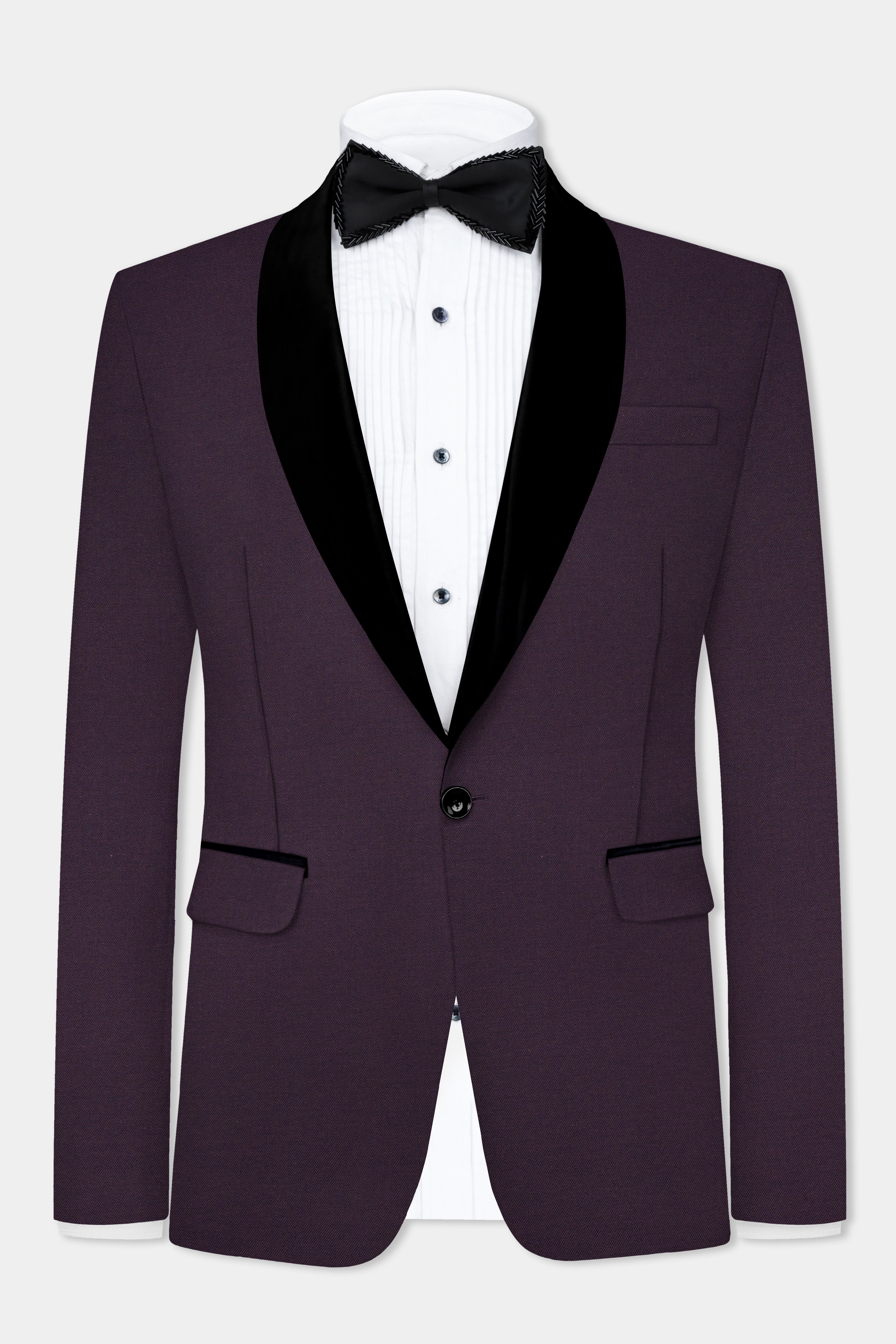 Eminence Purple Solid Wool Blend Tuxedo Blazer