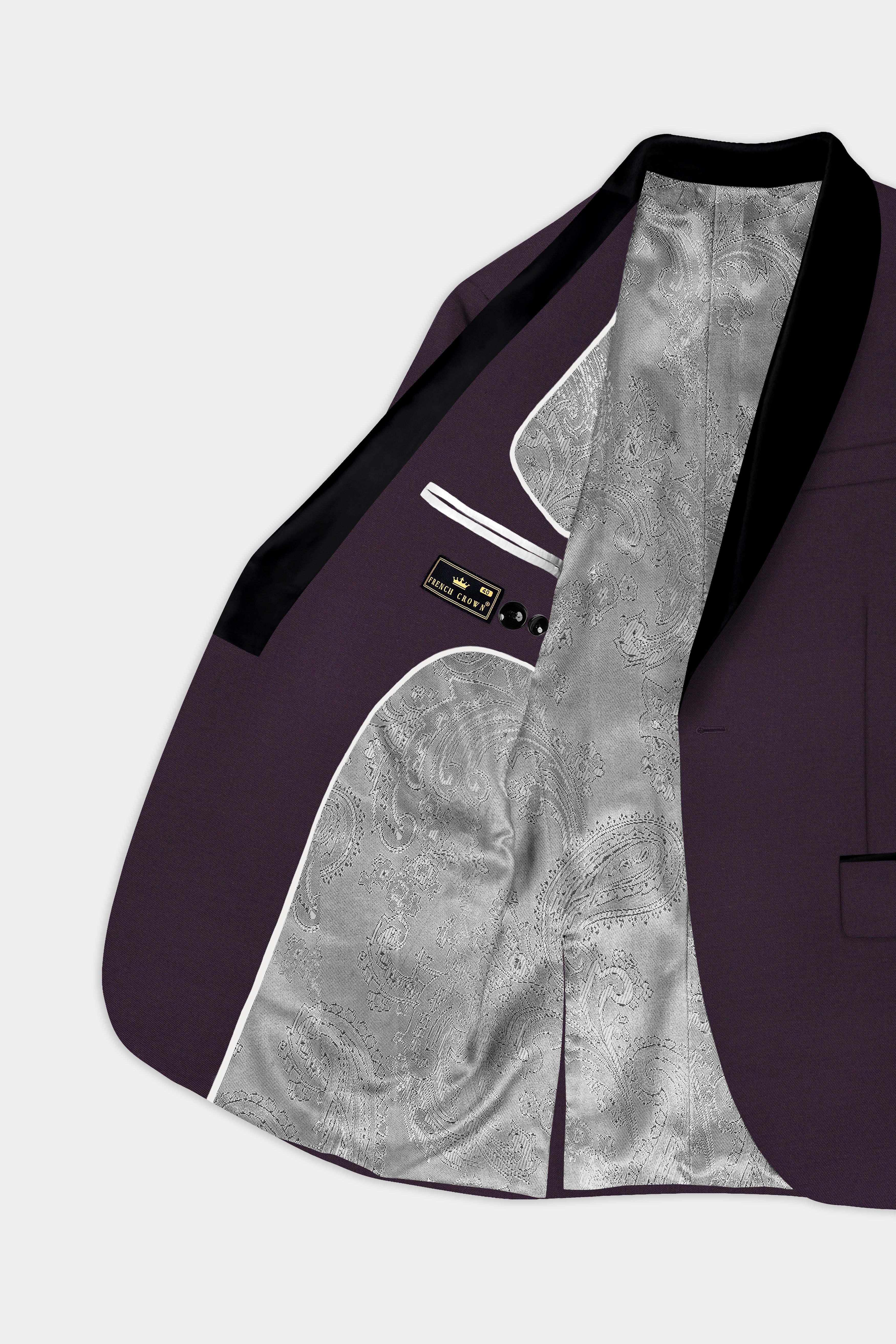 Eminence Purple Solid Wool Blend Tuxedo Blazer