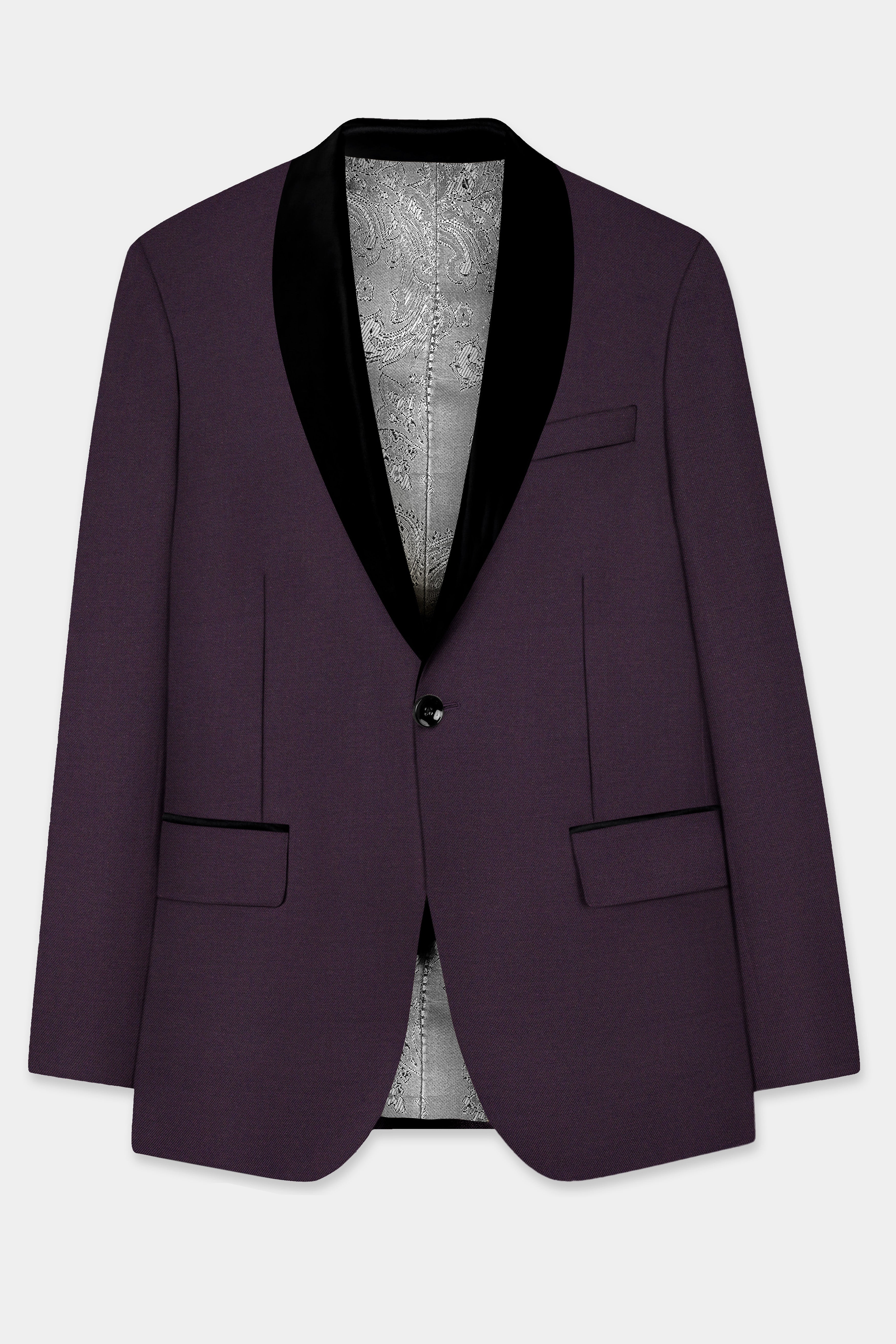 Eminence Purple Solid Wool Blend Tuxedo Blazer