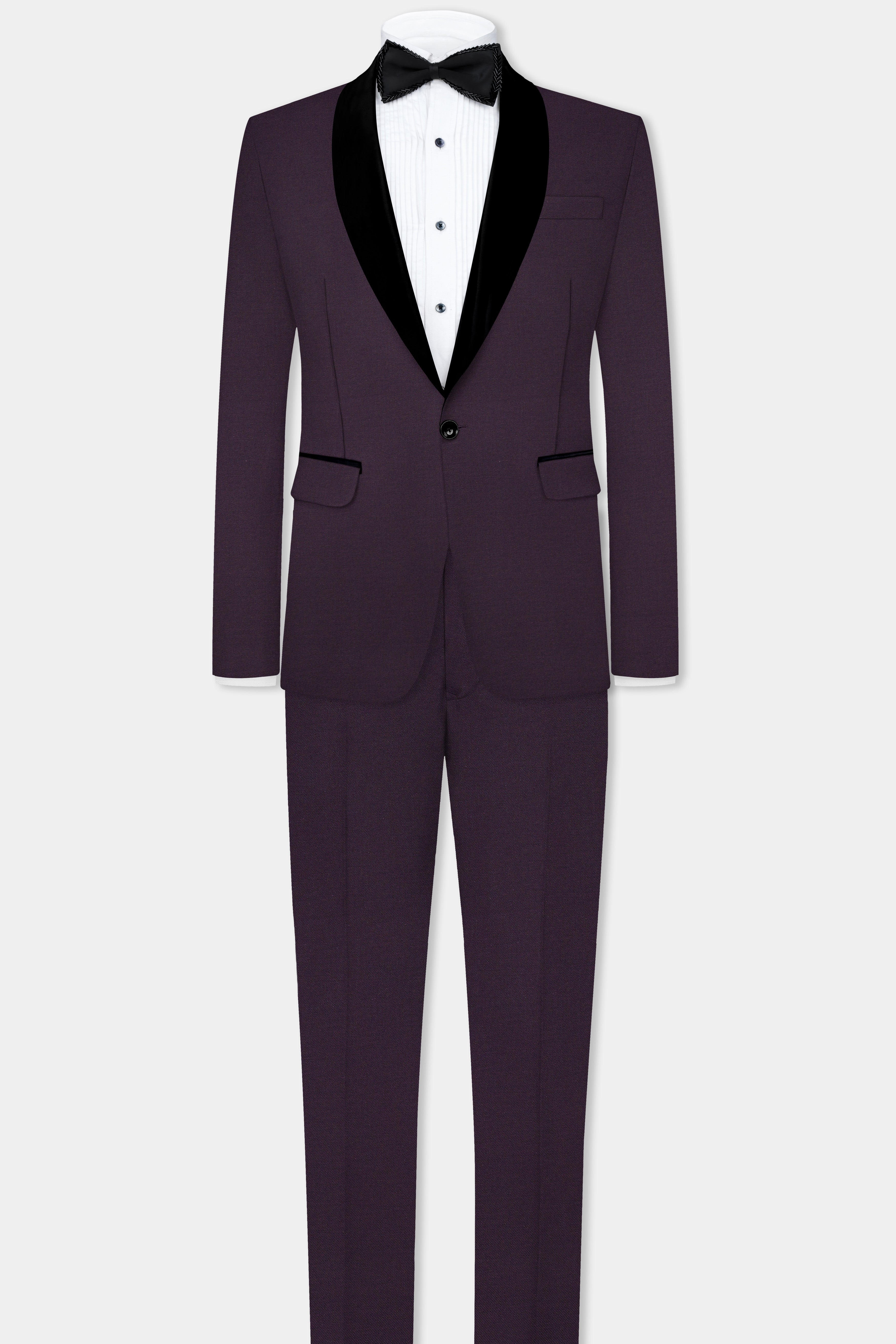 Eminence Purple Solid Wool Blend Tuxedo Blazer