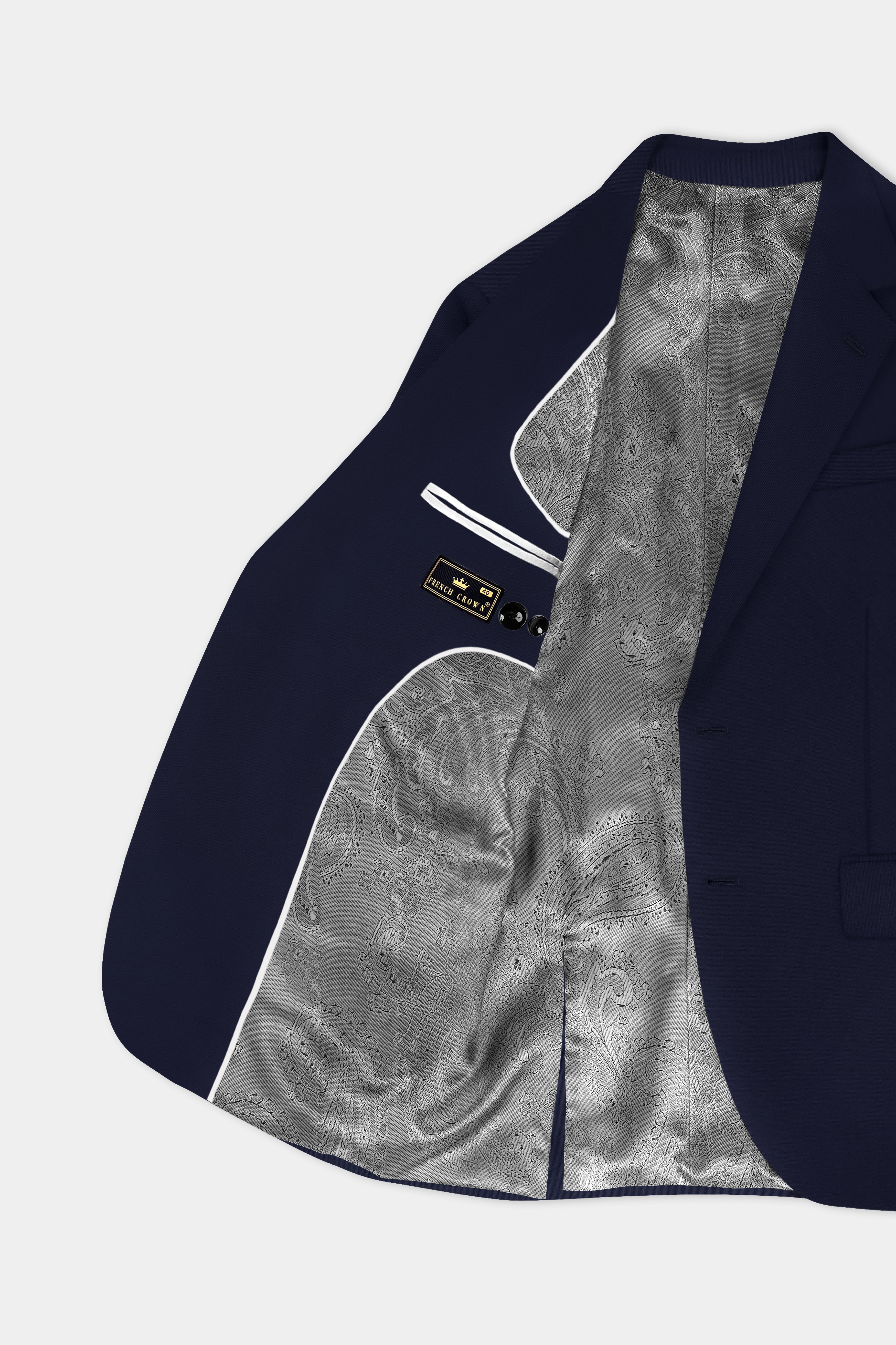 Thunder Blue Solid Wool Blend Single Breasted Blazer