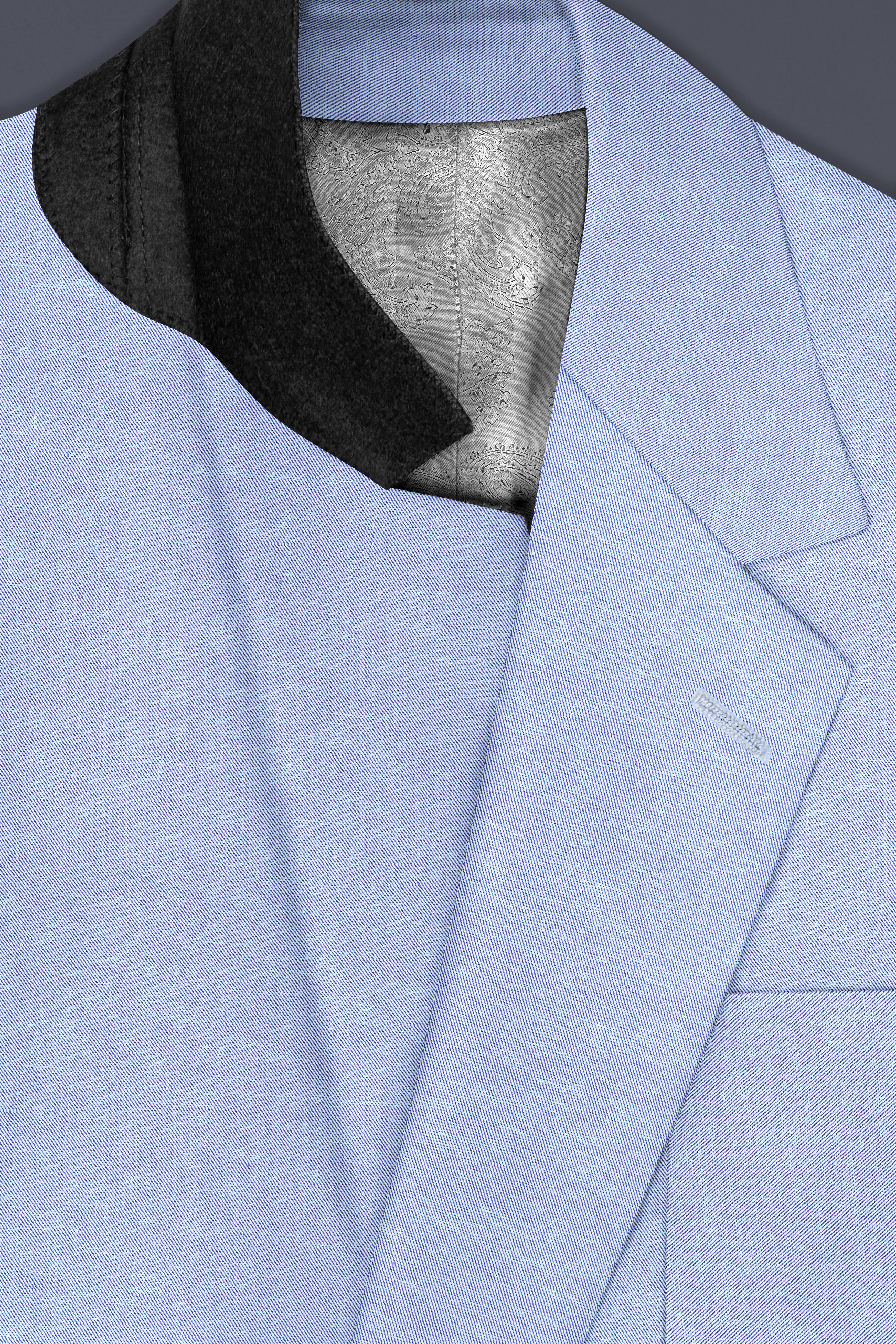 Carolina Blue Textured Cotton Single Breasted Designer Blazer