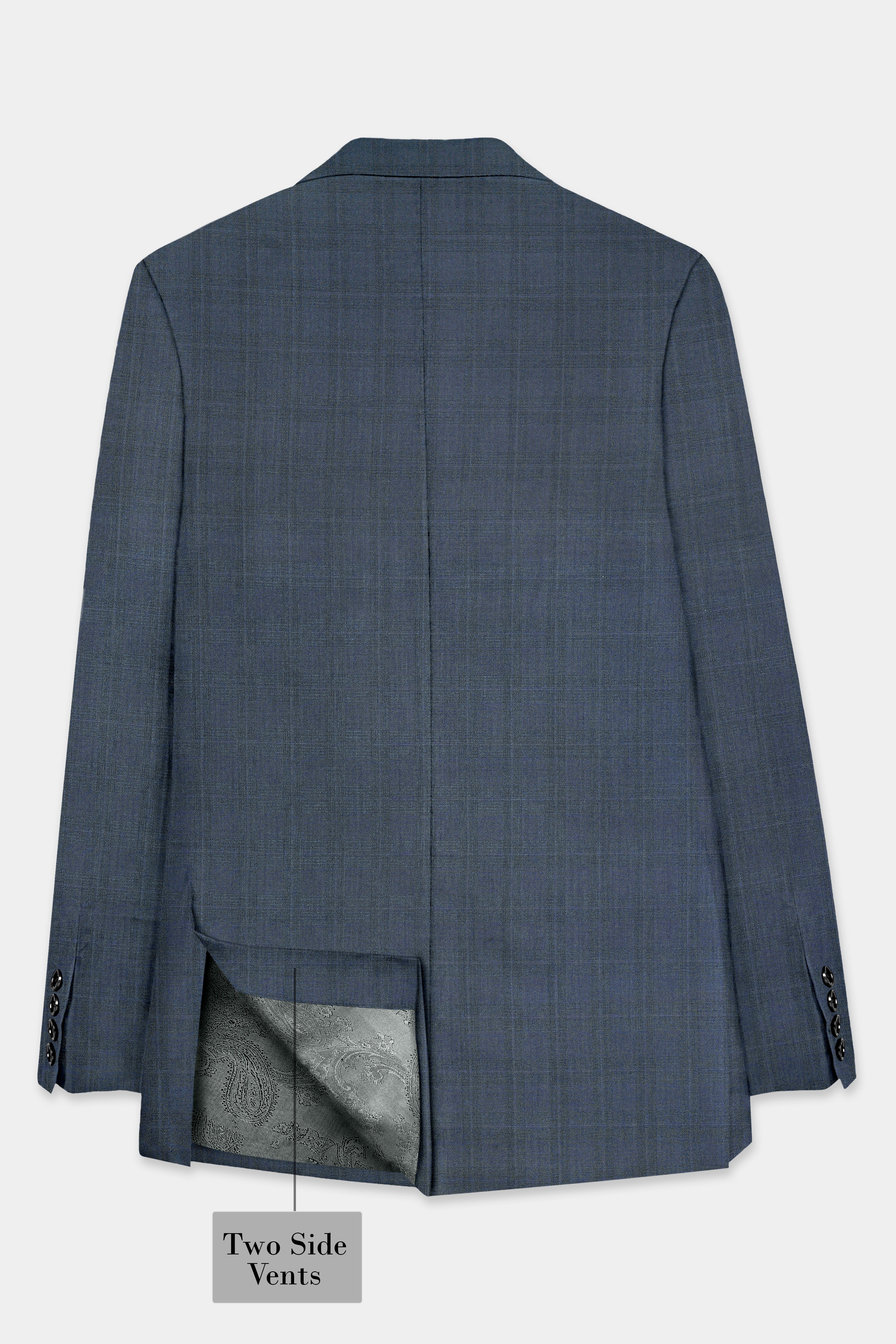 Space Gray Textured Wool Blend Double Breasted Blazer