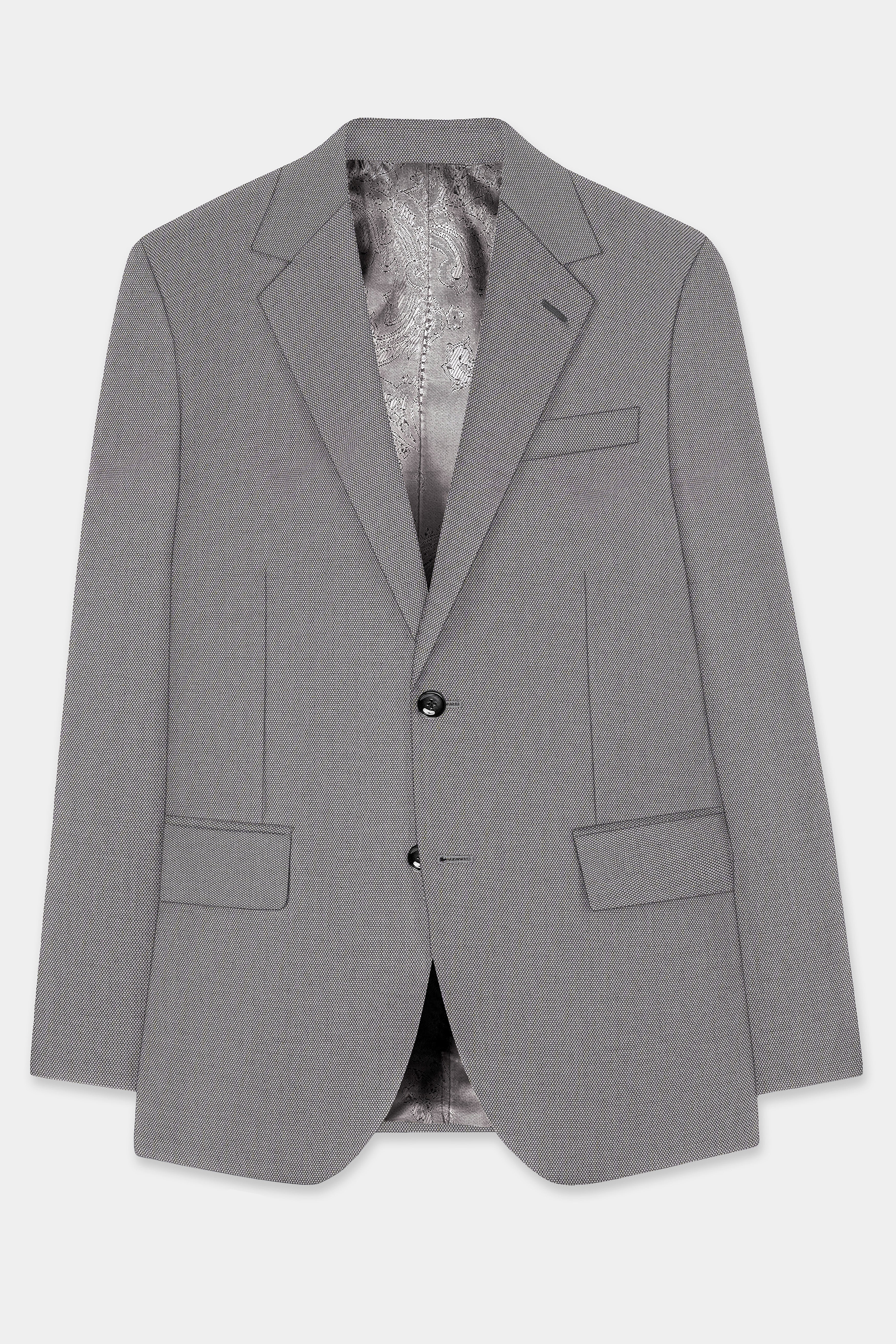 Vampire Gray Textured Wool Blend Single Breasted Blazer