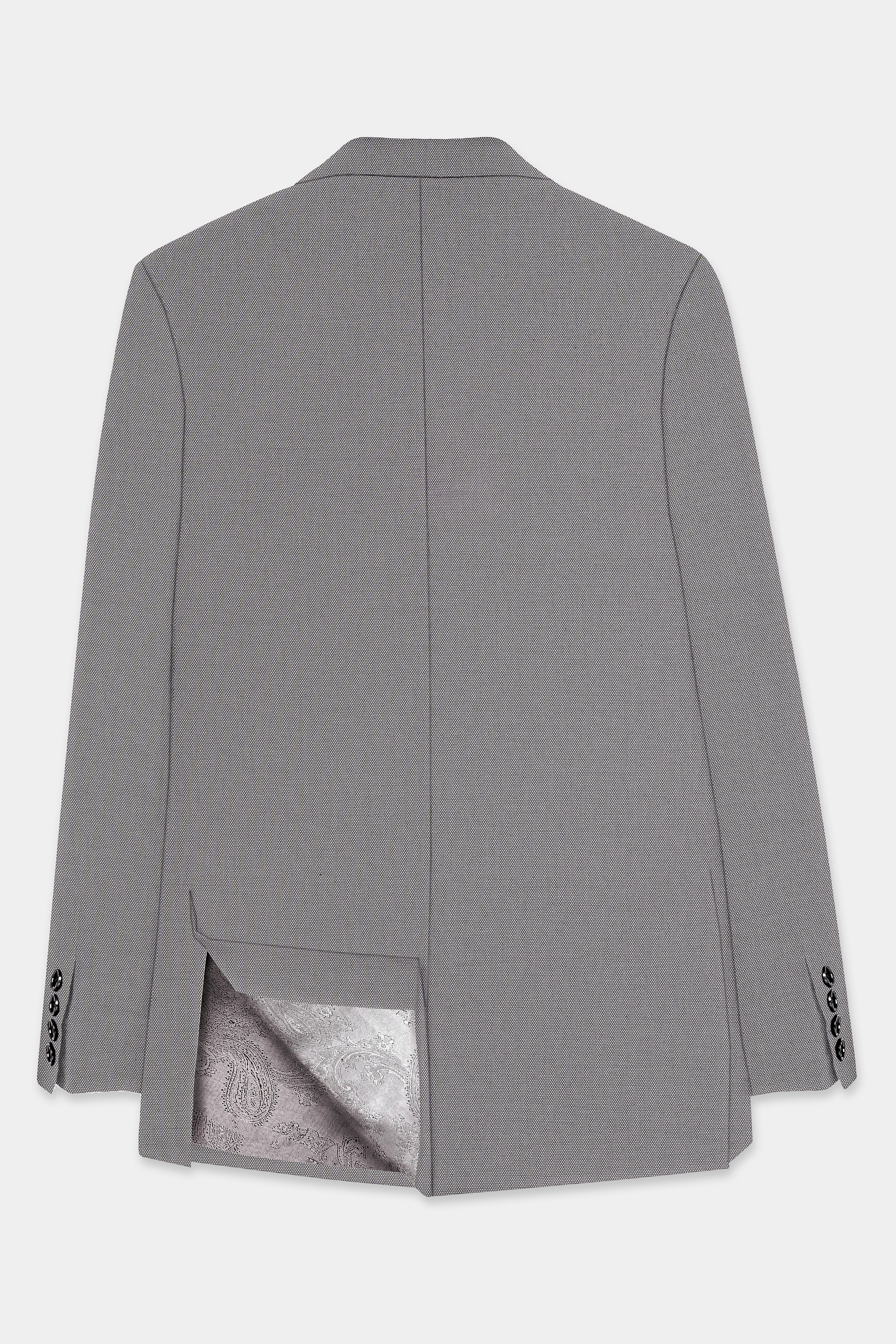 Vampire Gray Textured Wool Blend Single Breasted Blazer