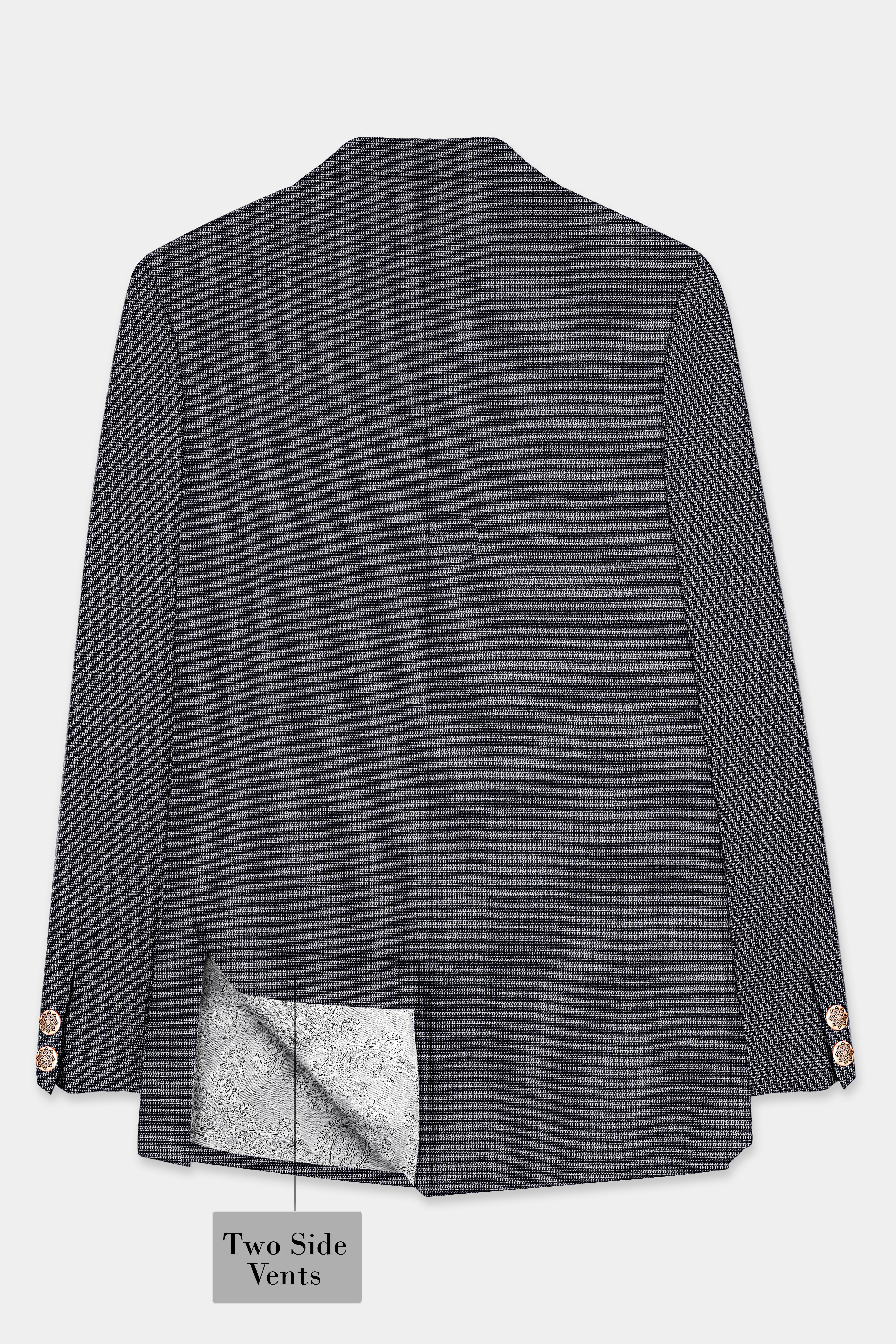 Shaft Gray Textured Wool Blend Cross Placket Bandhgala Blazer