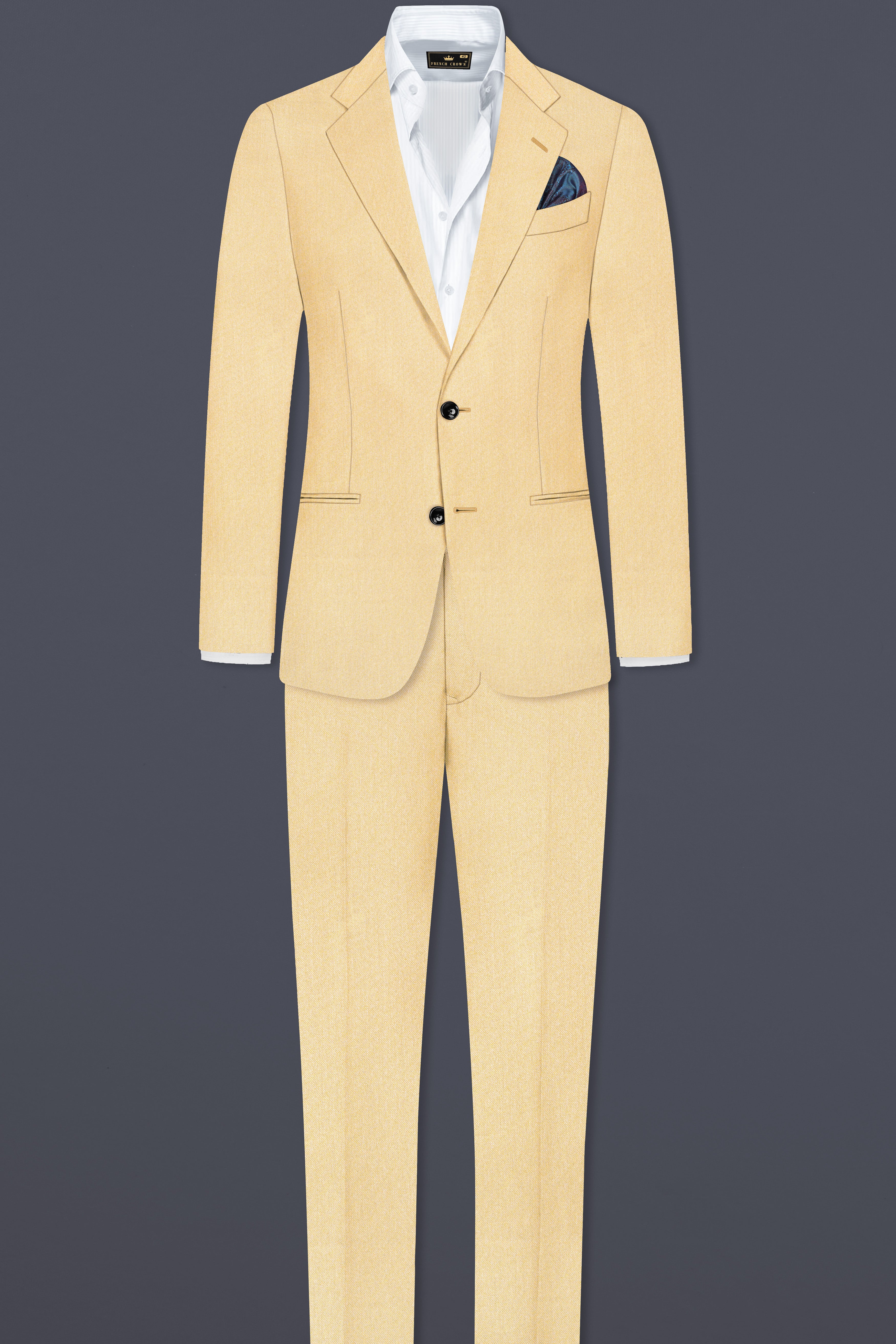 Marzipan Cream Textured Wool Blend Single Breasted Blazer