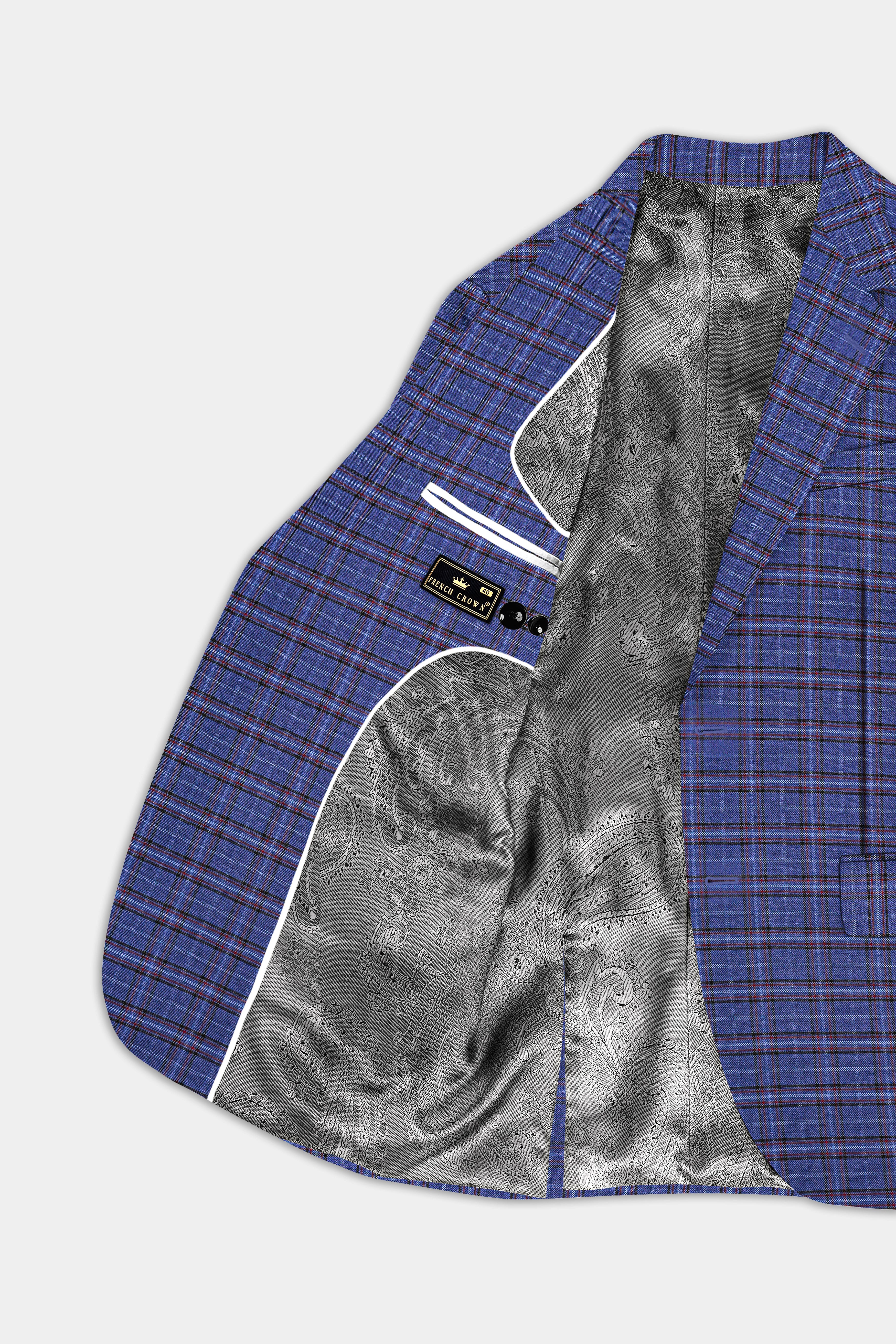 Zodiac Blue Plaid Wool Blend Single Breasted Blazer