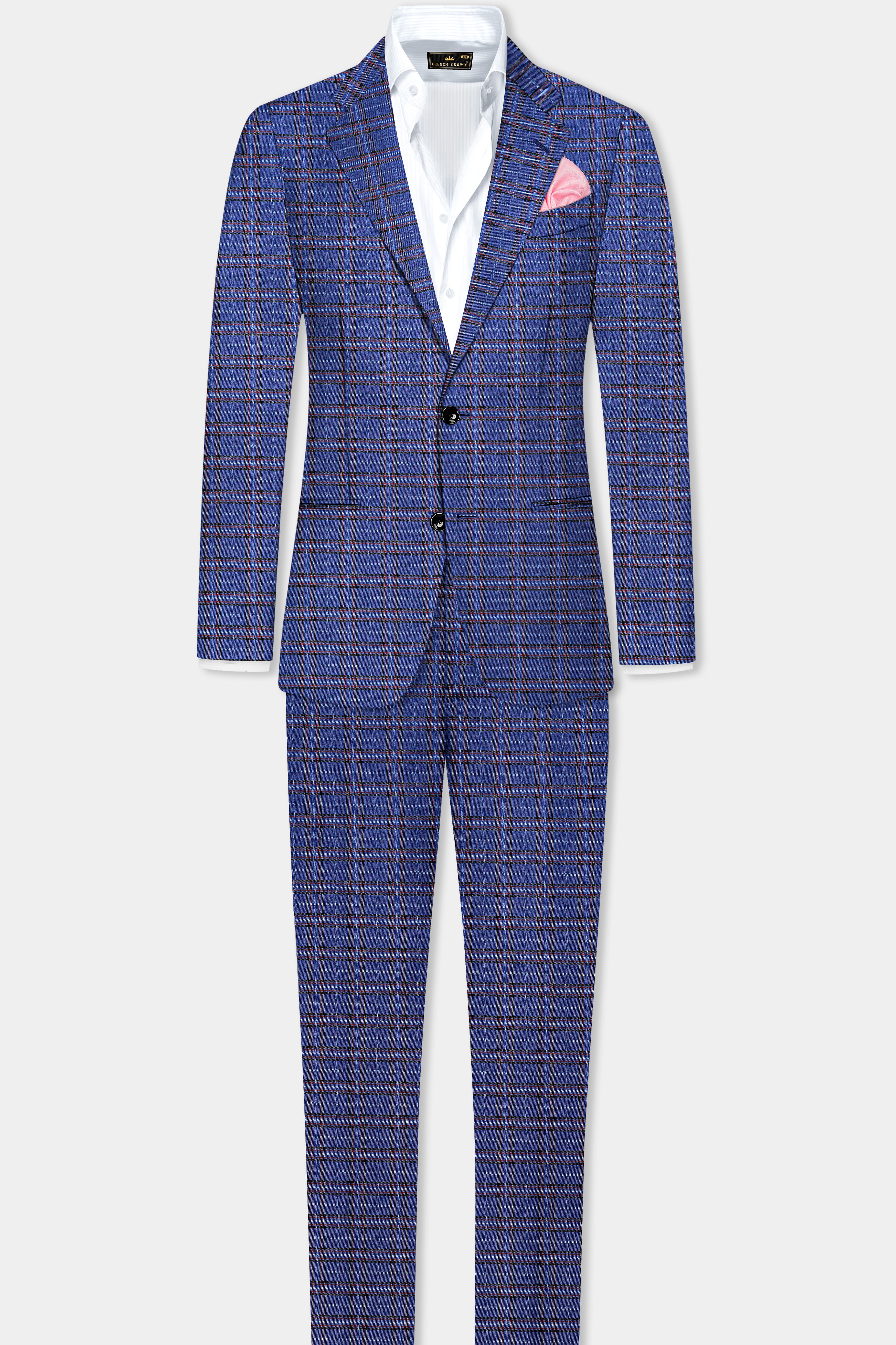 Zodiac Blue Plaid Wool Blend Single Breasted Blazer