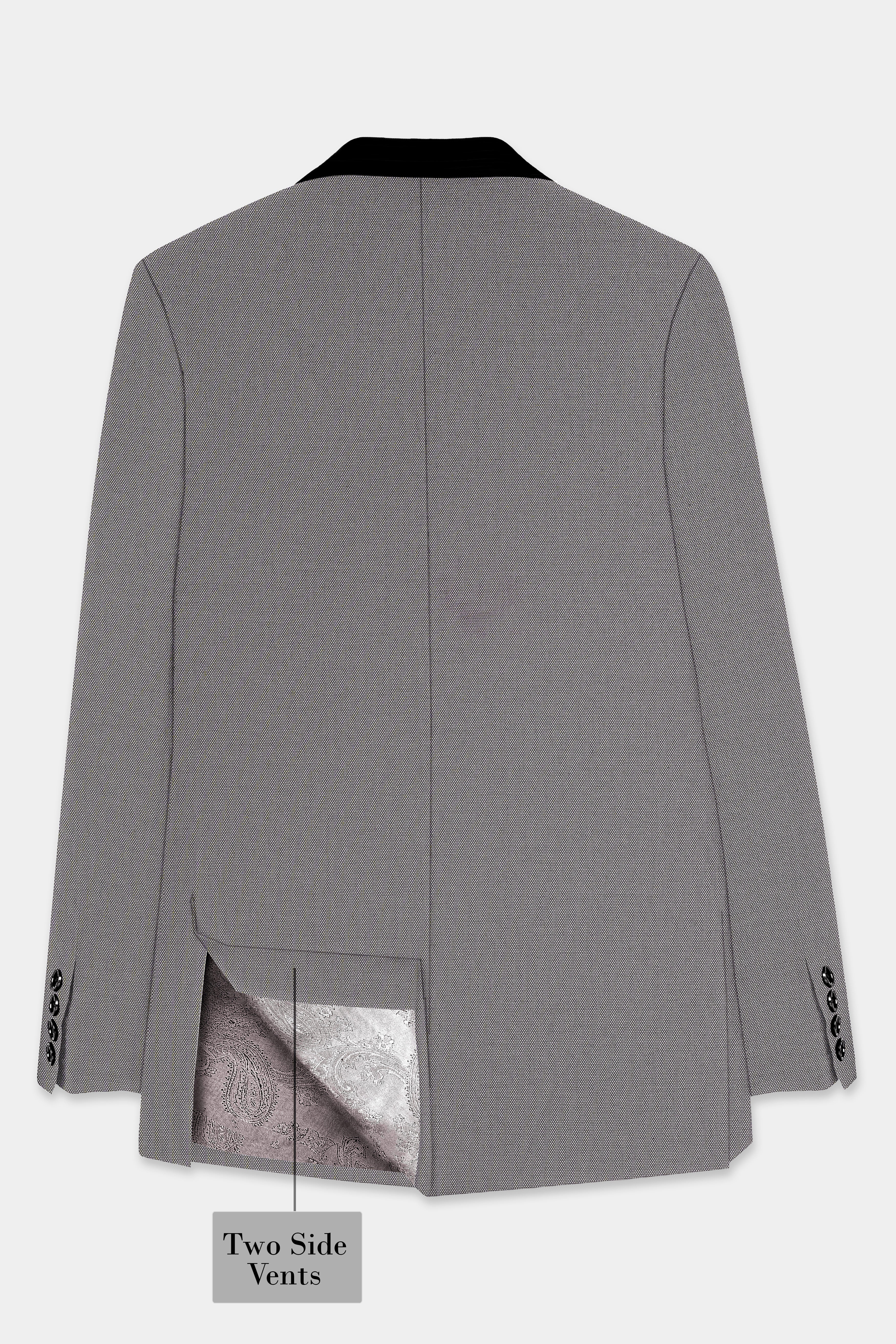 Vampire Gray Textured Wool Blend Tuxedo Blazer