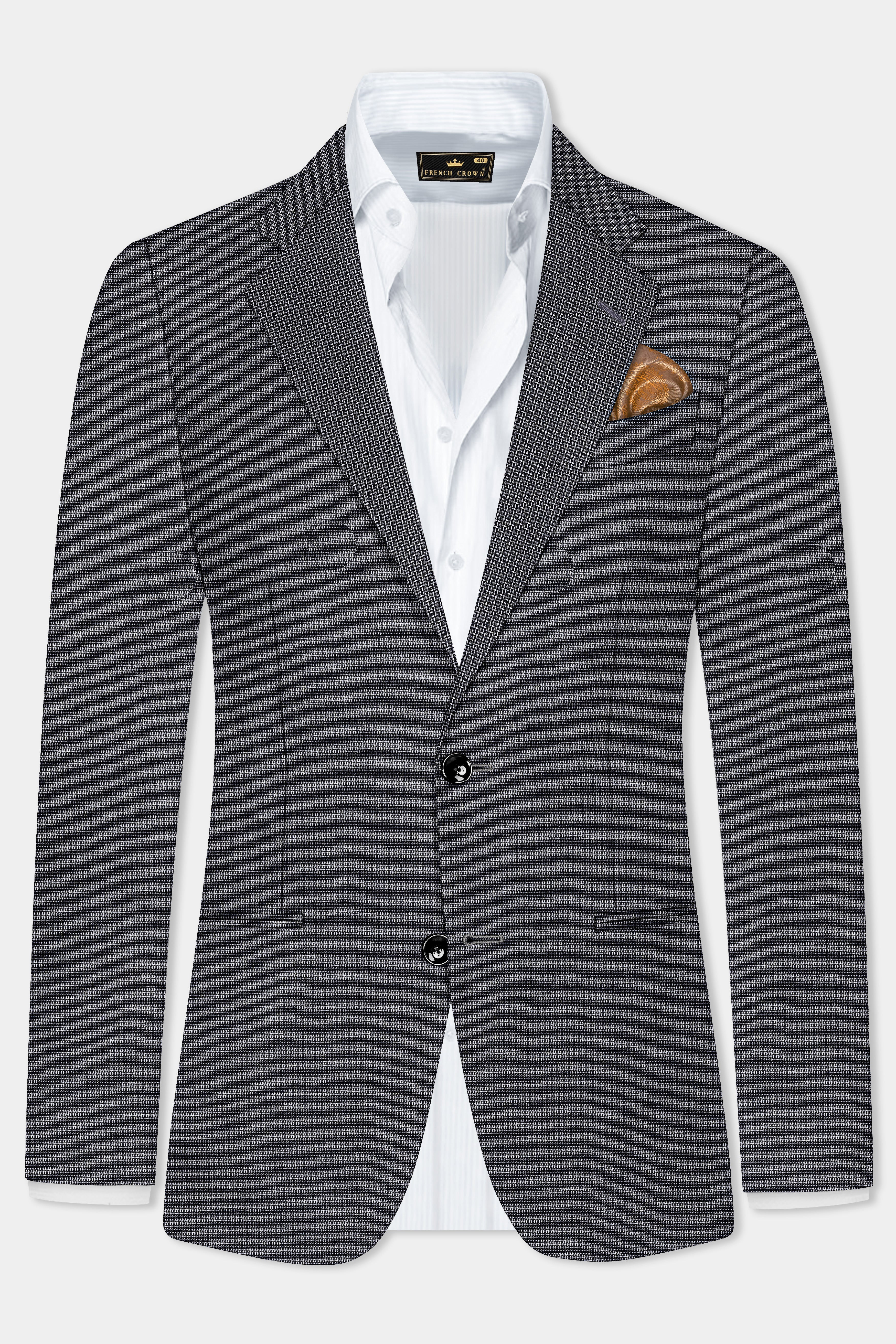 Shaft Gray Textured Wool Blend Single Breasted Blazer