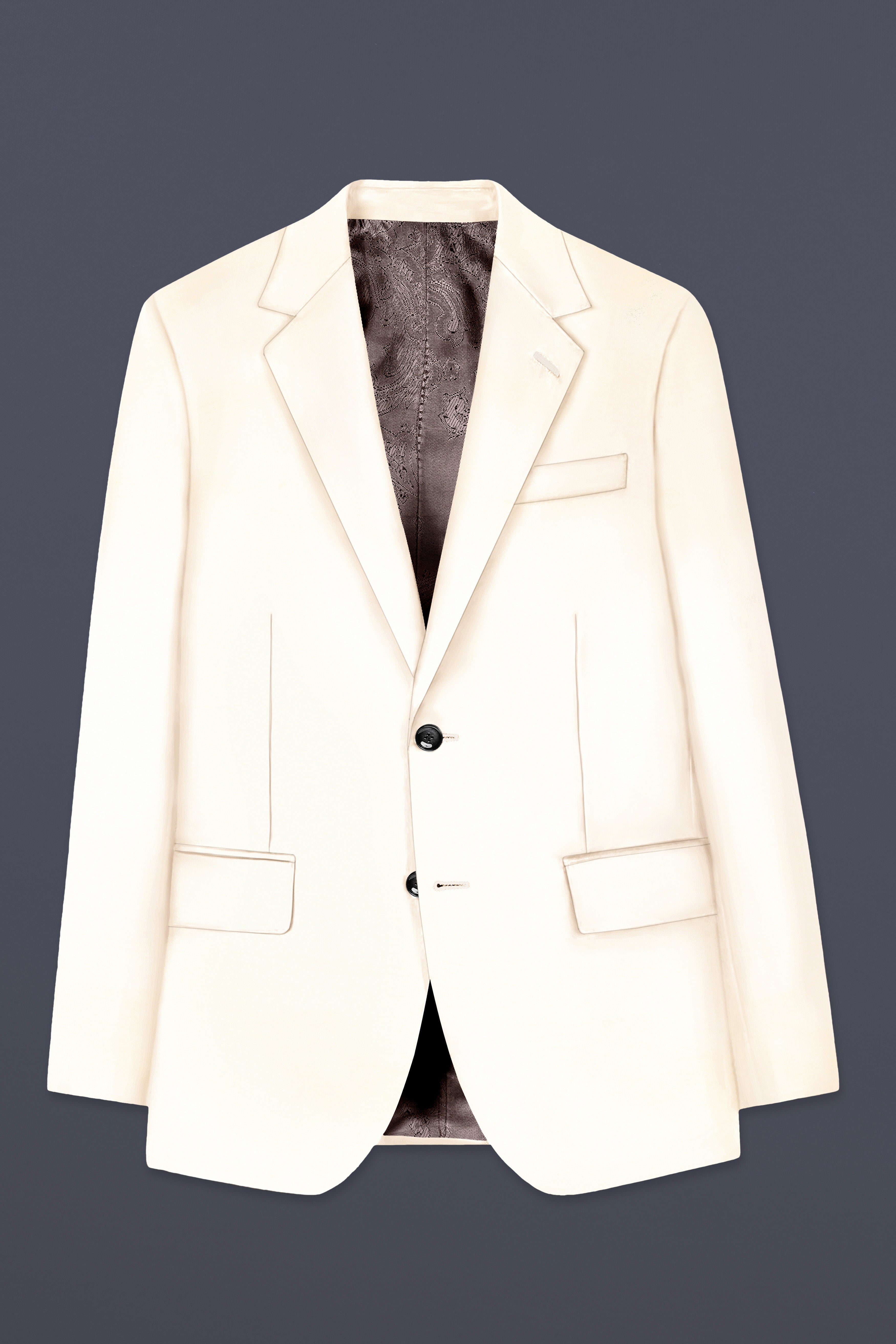 Swizzle Cream Solid Cotton Single Breasted Blazer