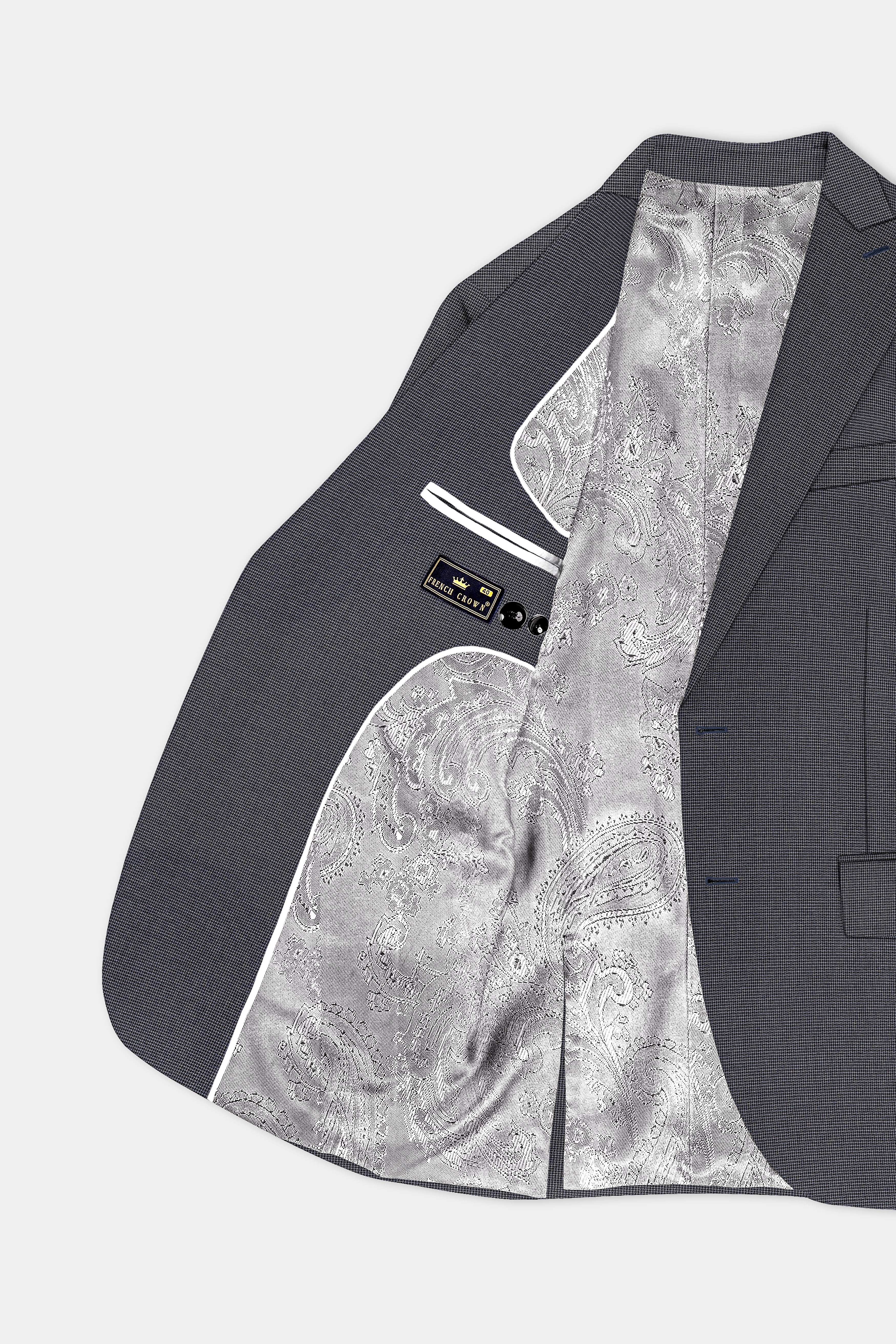 Shaft Gray Textured Wool Blend Single Breasted Peck Lapel Blazer