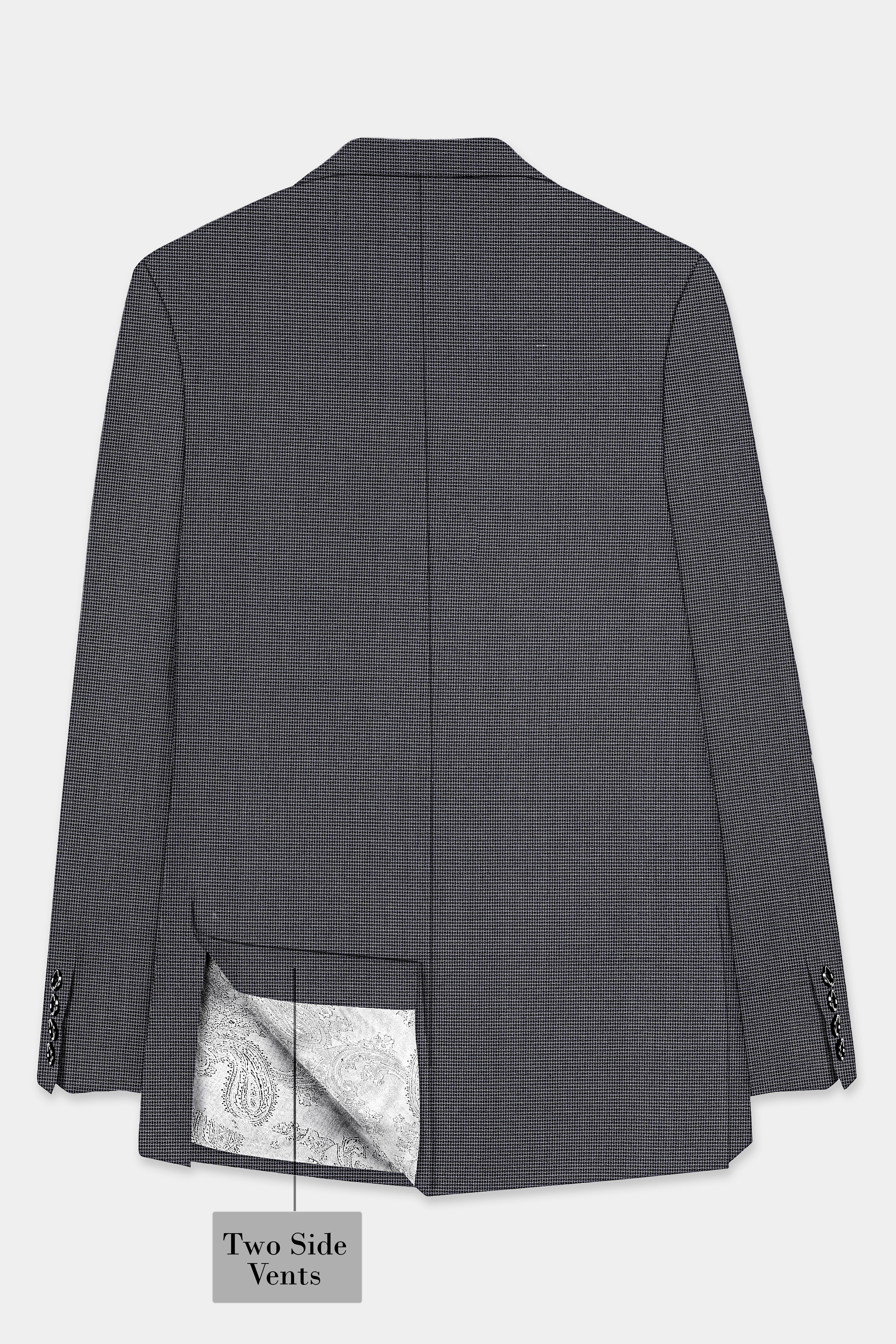 Shaft Gray Textured Wool Blend Single Breasted Peck Lapel Blazer