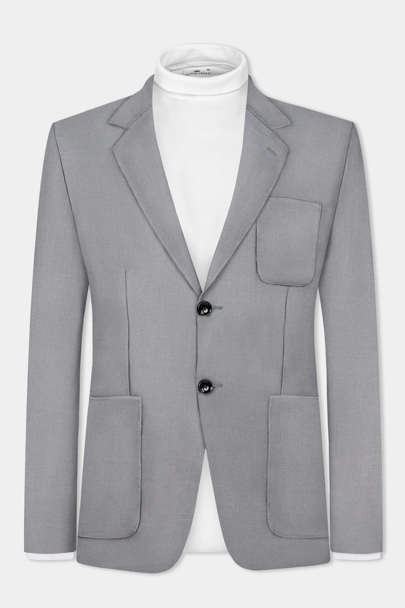 Venus Gray Solid Cotton Single Breasted Sports Blazer