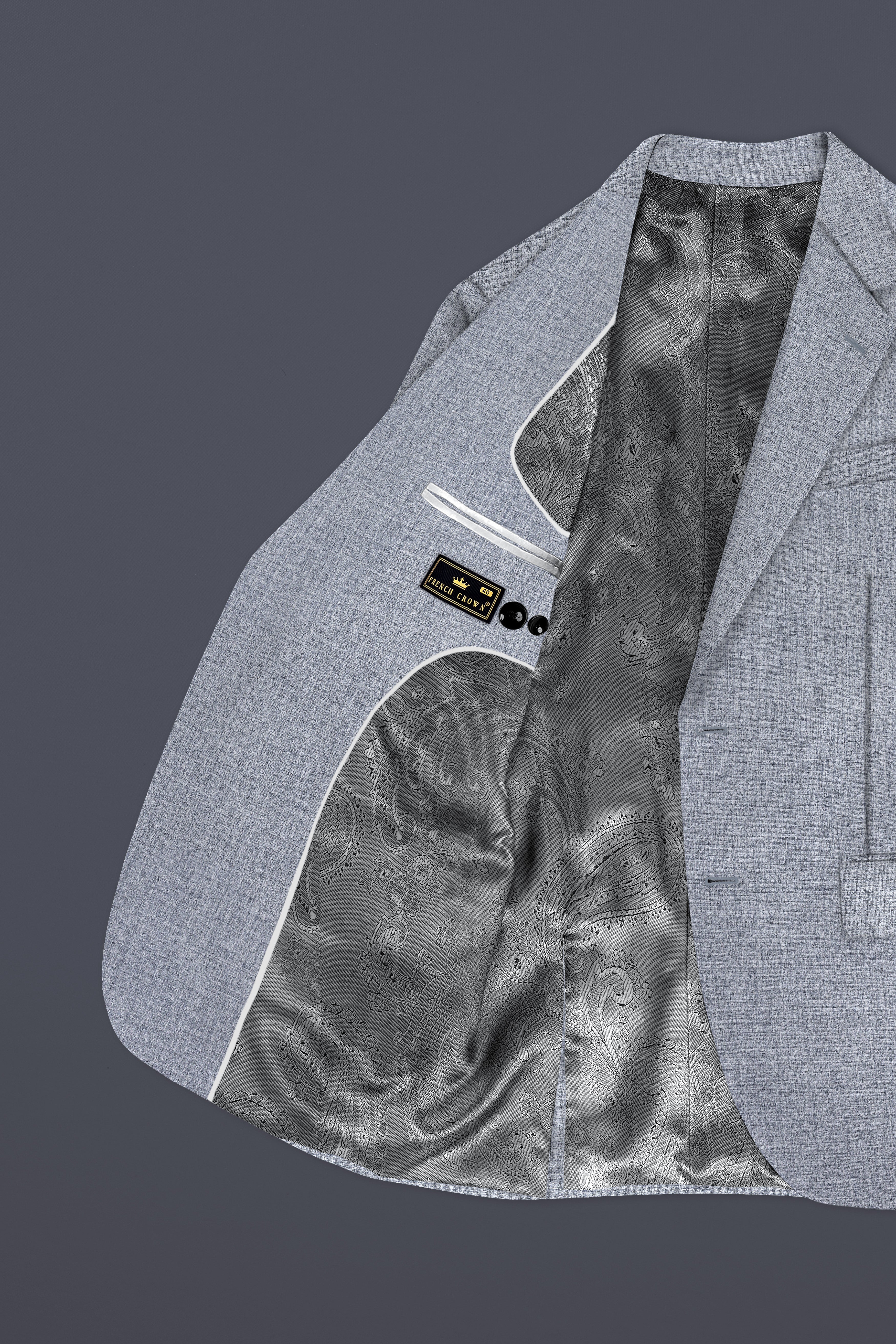 Manatee Gray Textured Wool Rich Single Breasted Blazer