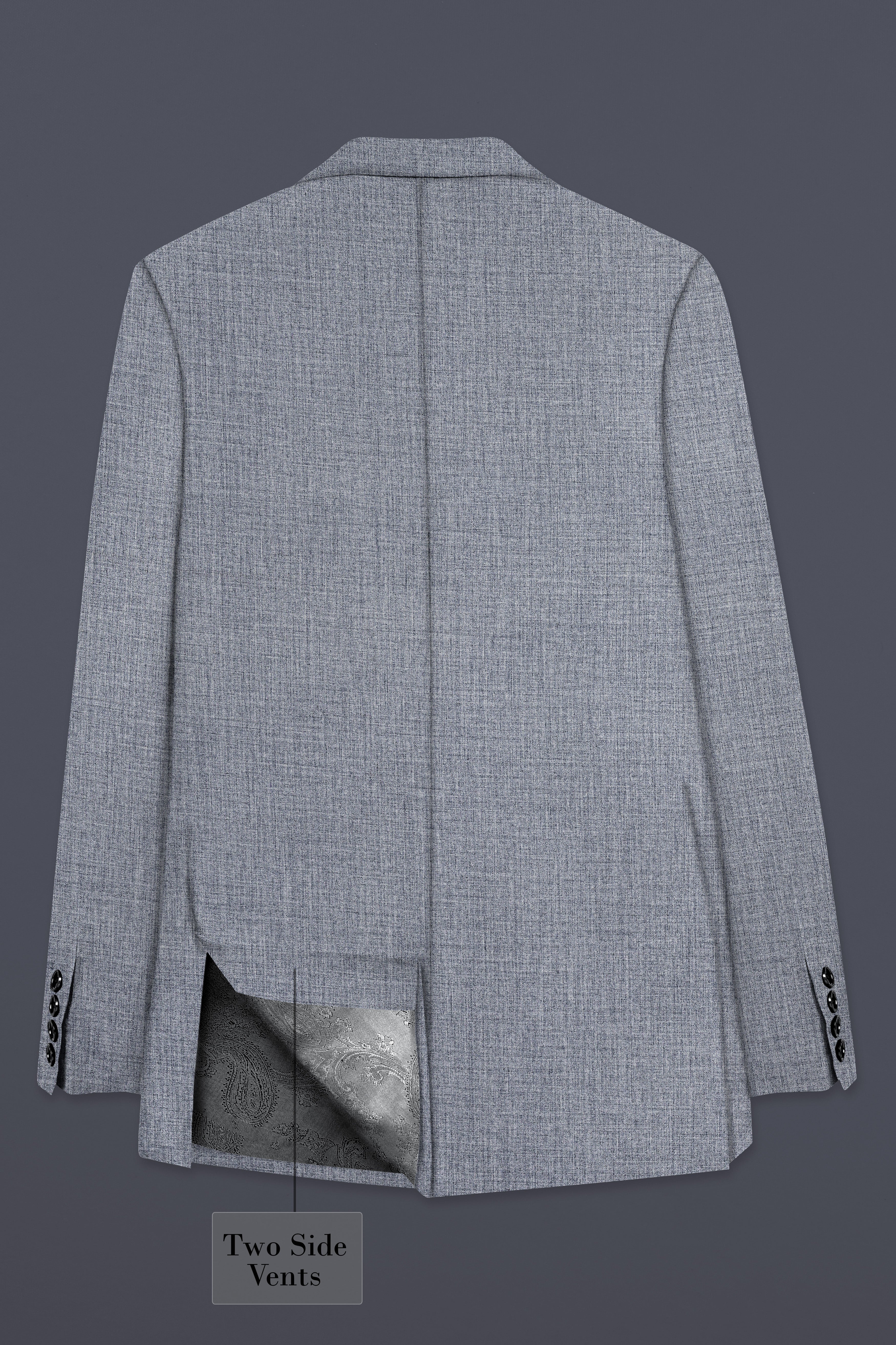 Manatee Gray Textured Wool Rich Single Breasted Blazer