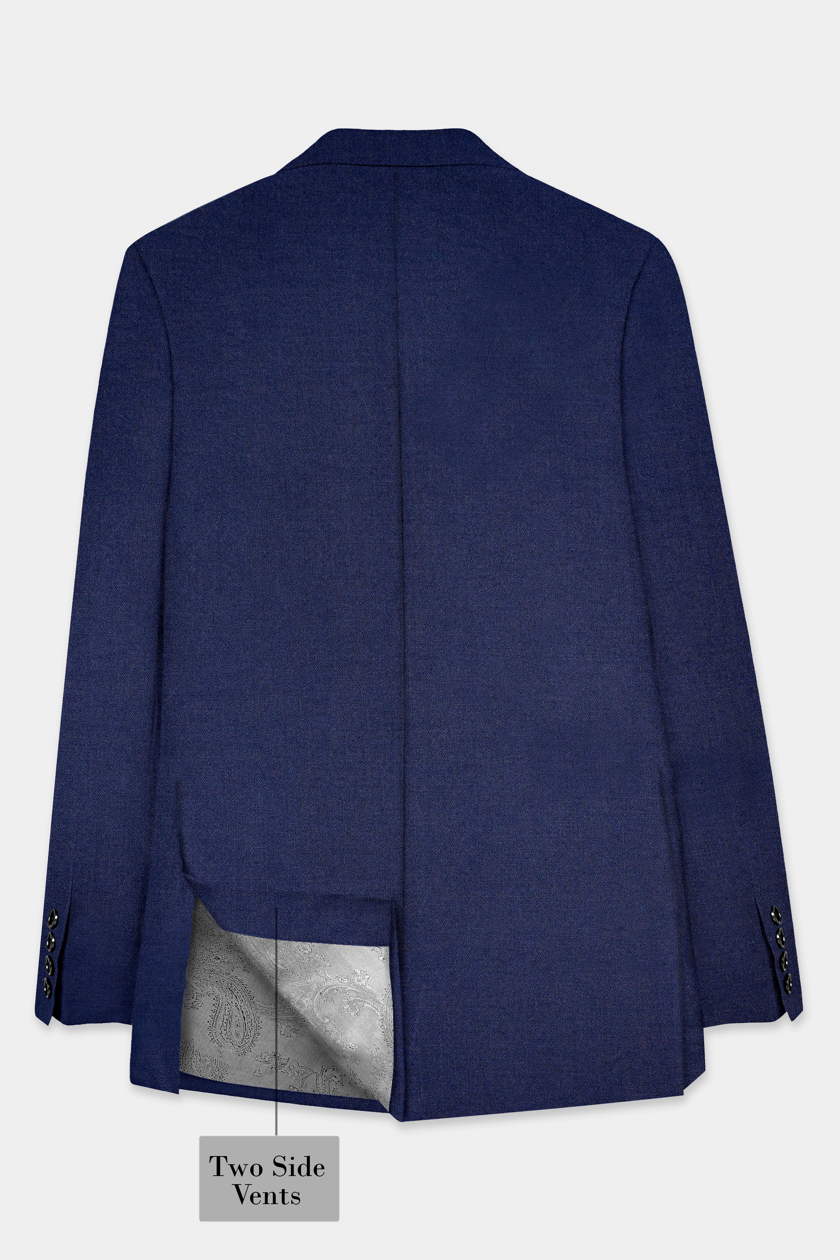 Bunting Blue Solid Wool Rich Single Breasted Blazer