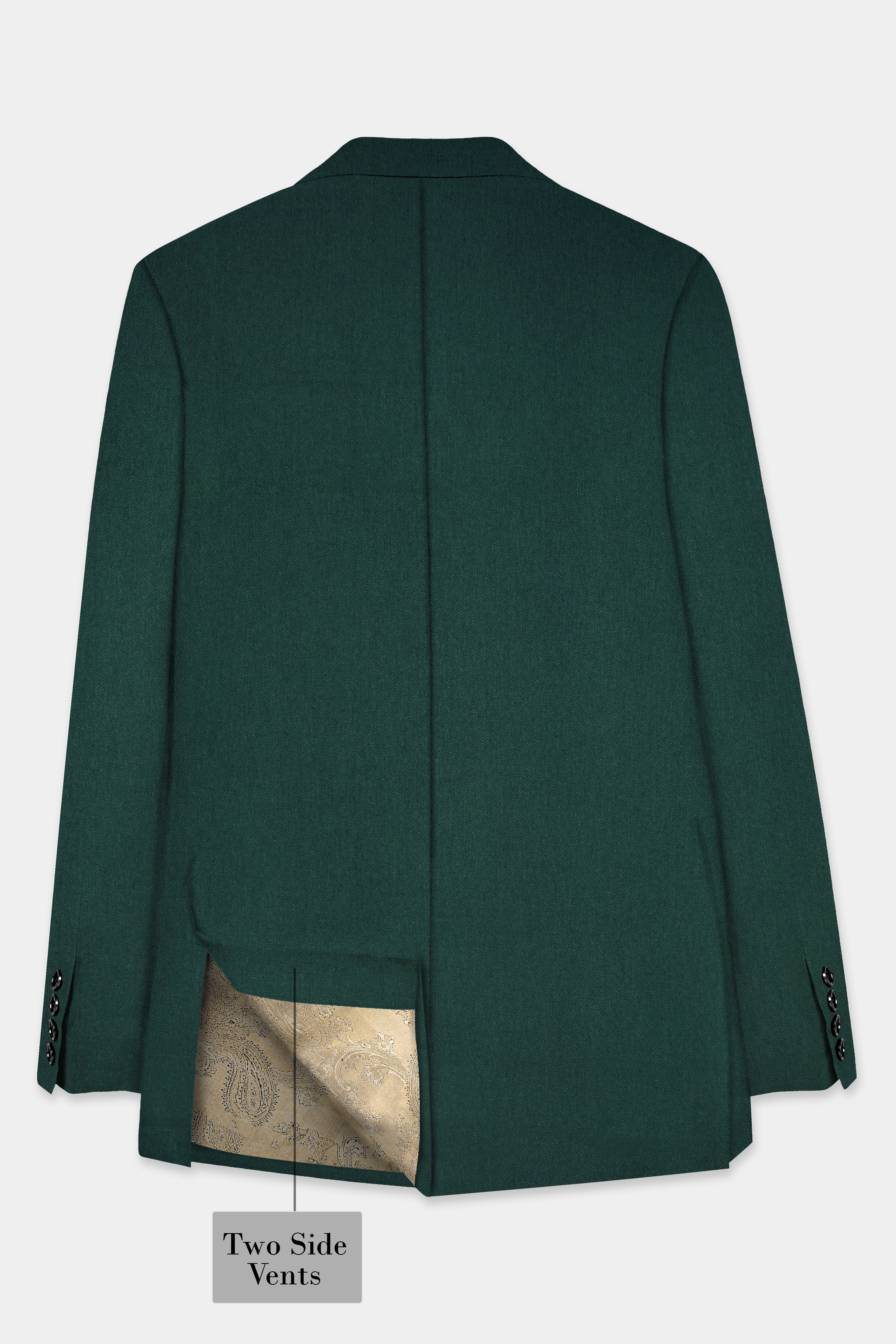 Phthalo Green Solid Cotton Belt Closure Designer Blazer