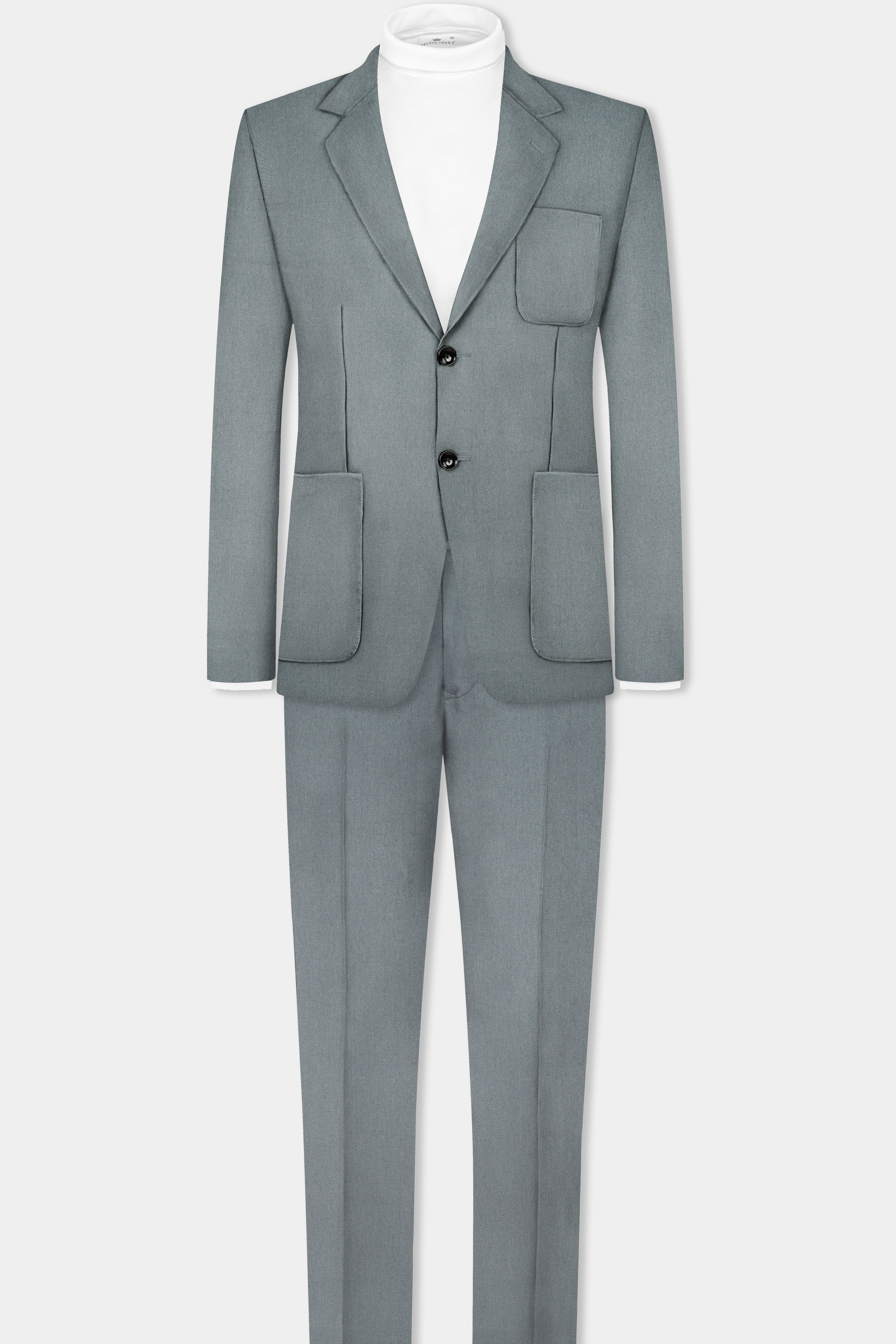 Smokey Gray Solid Cotton Single Breasted Sports Blazer